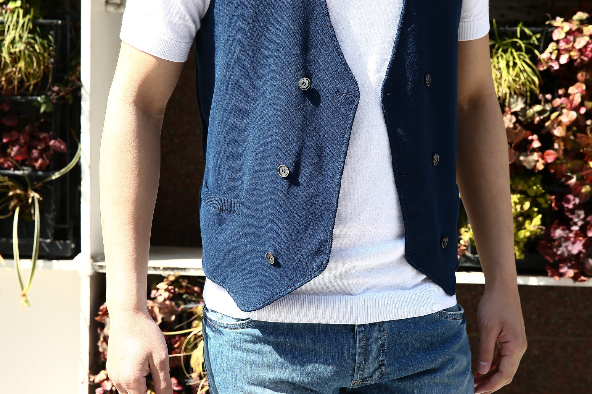 Settefili Cashmere (セッテフィーリ カシミア) Gilet (ニットダブルベスト) コットン ニット ジレ NAVY (ネイビー・MO11) made in italy (イタリア製) 2018 春夏新作 settefilicashmere セッテフィーリカシミア 愛知 名古屋 Alto e Diritto アルト エ デリット