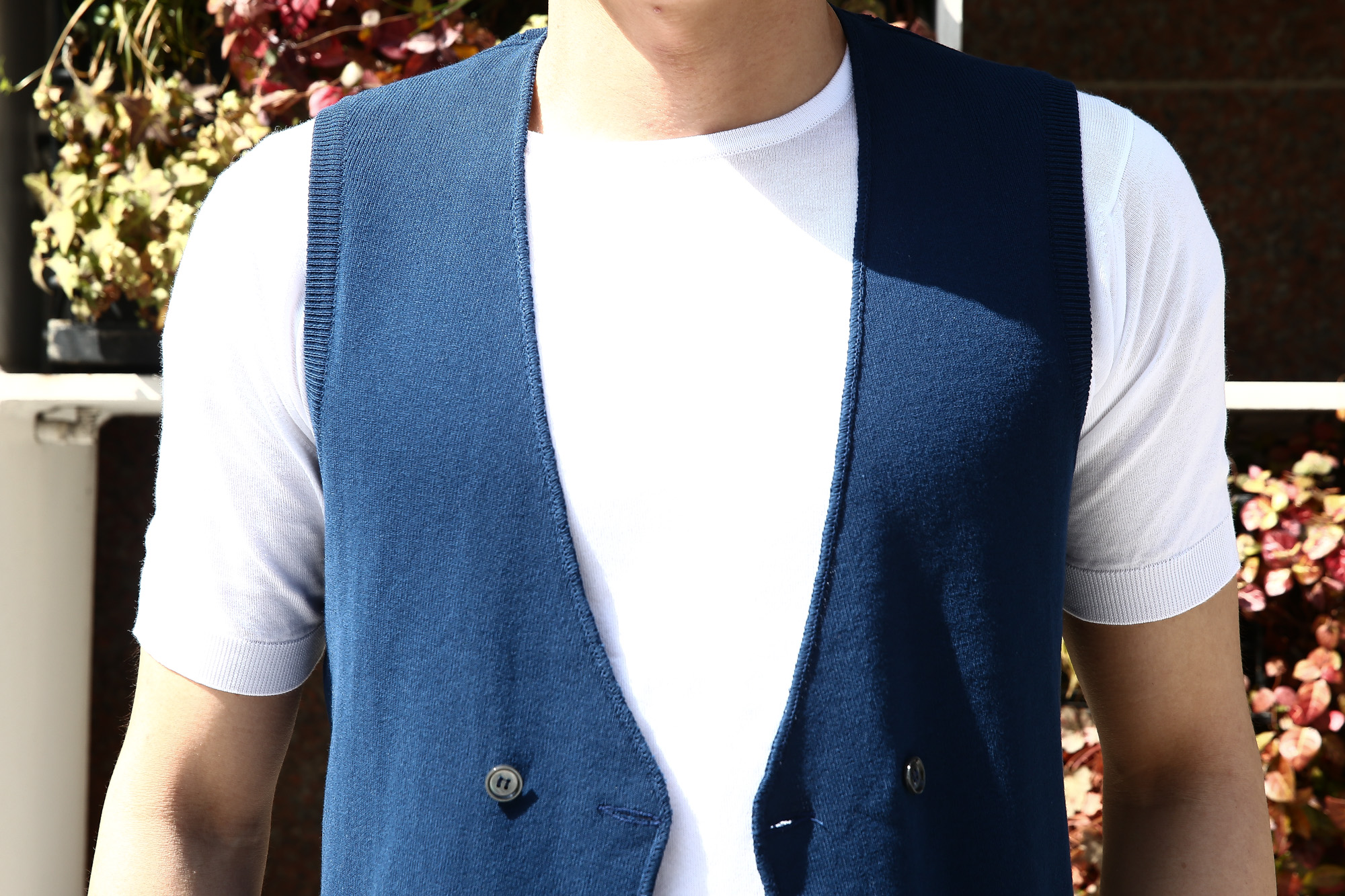 Settefili Cashmere (セッテフィーリ カシミア) Gilet (ニットダブルベスト) コットン ニット ジレ NAVY (ネイビー・MO11) made in italy (イタリア製) 2018 春夏新作 settefilicashmere セッテフィーリカシミア 愛知 名古屋 Alto e Diritto アルト エ デリット