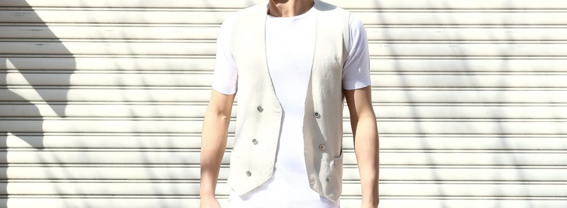 Settefili Cashmere (セッテフィーリ カシミア) Gilet (ニットダブルベスト) コットン ニット ジレ WHITE (ホワイト・MO01) made in italy (イタリア製) 2018 春夏新作 settefilicashmere セッテフィーリカシミア 愛知 名古屋 ZODIAC ゾディアック