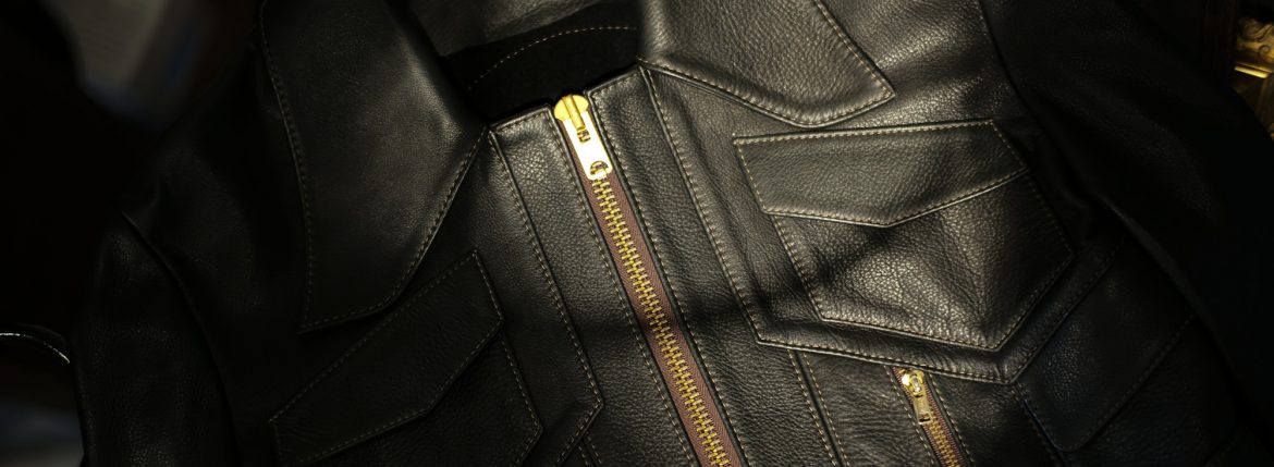South Paradiso Leather (サウスパラディソレザー) East West イーストウエスト ADLER(アードラー) Cow Hide Leather カウハイドレザー レザージャケット BLACK (ブラック) MADE IN USA (アメリカ製) 2018 春夏のイメージ
