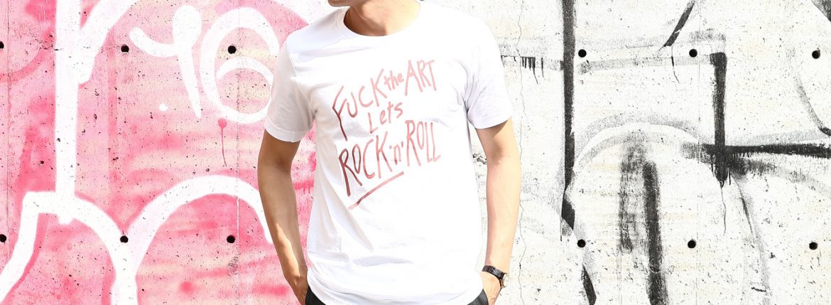 WORN FREE (ウォーンフリー) FUCK the ART Lets ROCK’n’ROLL Rod Stewart(ロッド・スチュワート) 1985 NEW YORK プリントTシャツ バンドTシャツ ロックTシャツ WHITE (ホワイト) MADE IN USA (アメリカ製)　2018春夏 wornfree ウォーンフリー 愛知　名古屋 ZODIAC ゾディアック nirvana kurtcobain bandtee rocktee