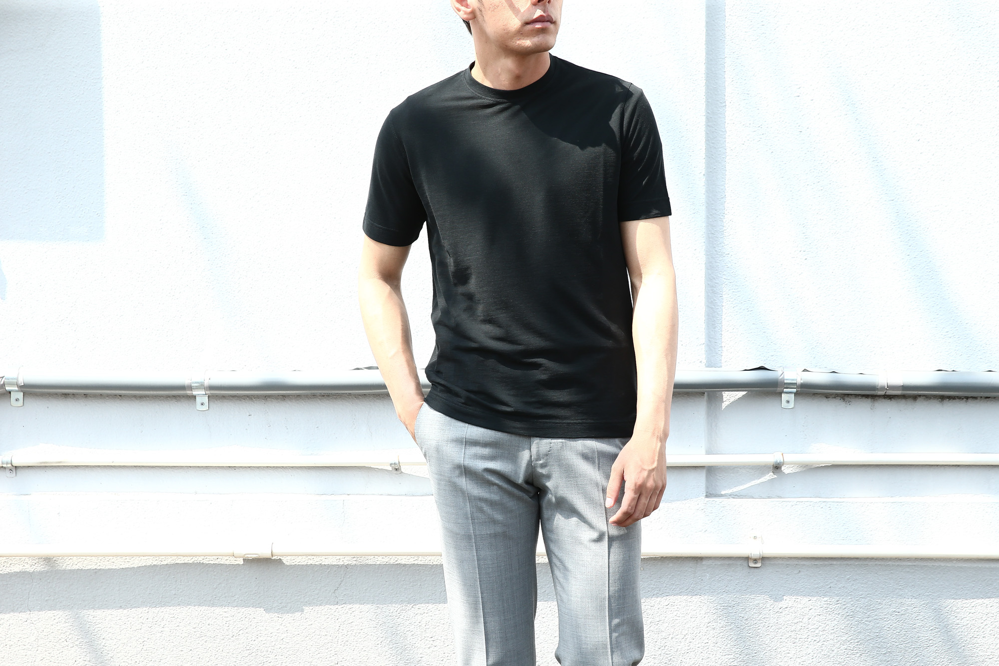 ZANONE (ザノーネ) Crew Neck T-shirt (クルーネックTシャツ) ice cotton アイスコットン Tシャツ BLACK (ブラック・Z0015) MADE IN ITALY(イタリア製) 2018 春夏新作 zanone ザノーネ 愛知 名古屋 Alto e Diritto アルト エ デリット