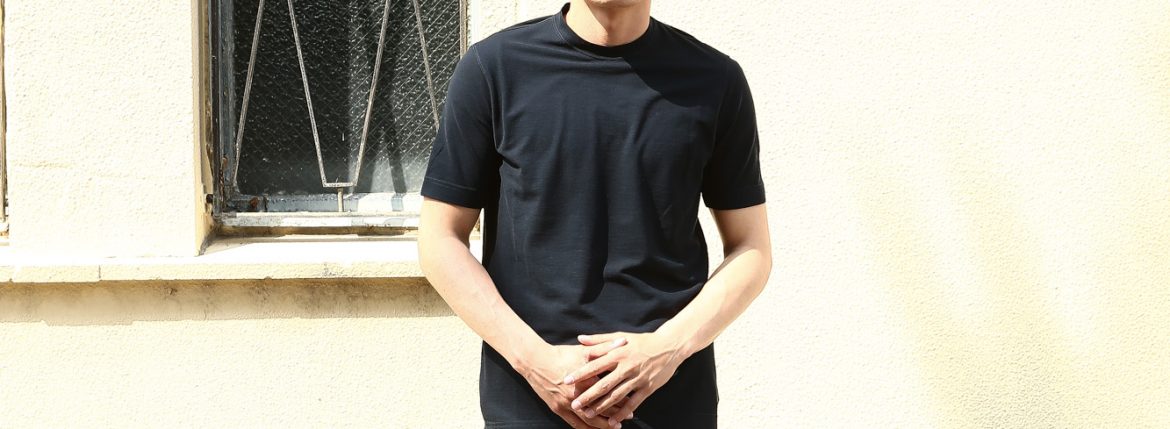 ZANONE (ザノーネ) Crew Neck T-shirt (クルーネックTシャツ) ice cotton アイスコットン Tシャツ NAVY (ネイビー・Z0542) MADE IN ITALY(イタリア製) 2018 春夏新作 zanone ザノーネ 愛知 名古屋 ZODIAC ゾディアック