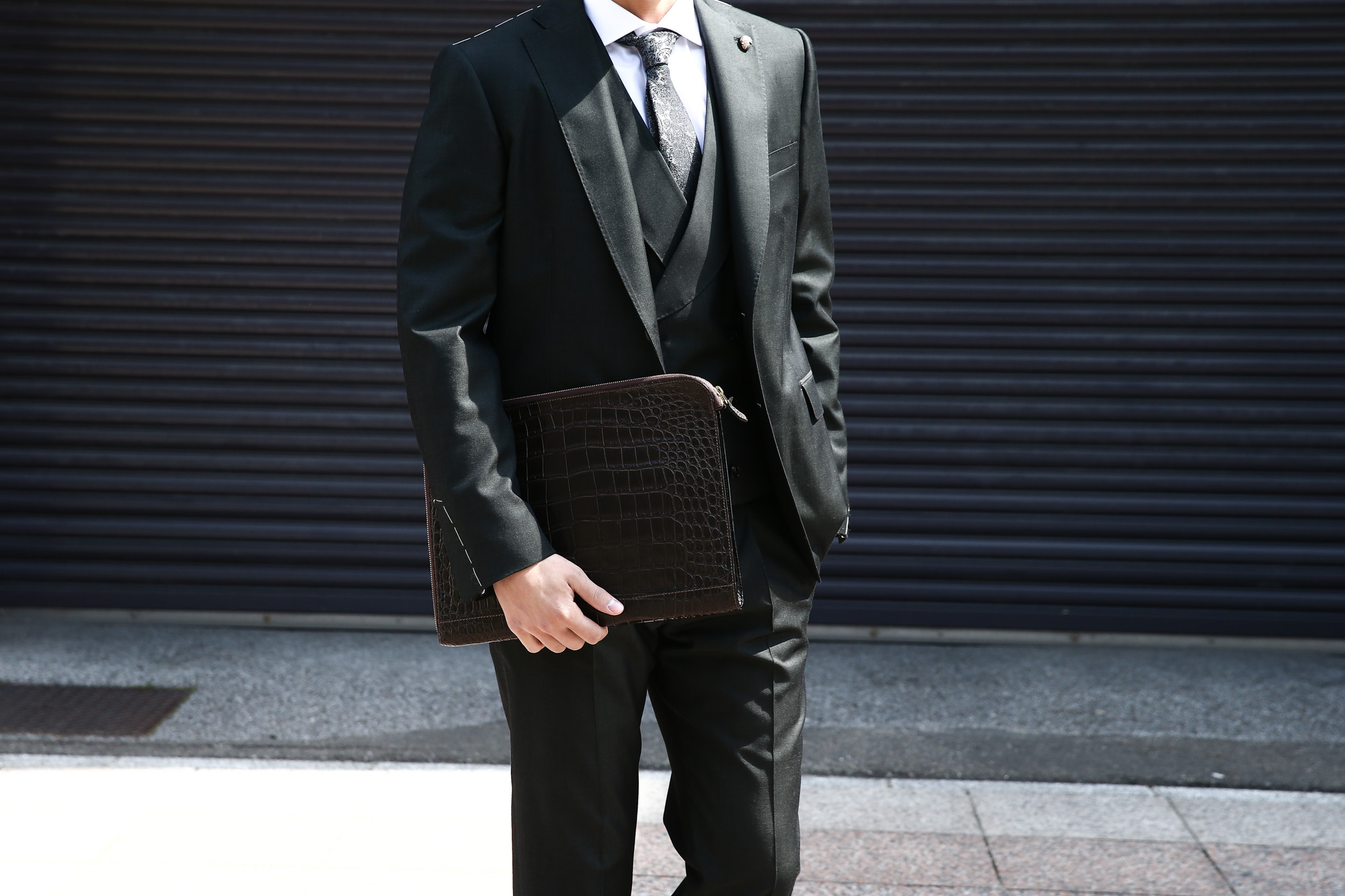 Cisei × 山本製鞄 (シセイ × 山本製鞄) Crocodile Document Case Large
