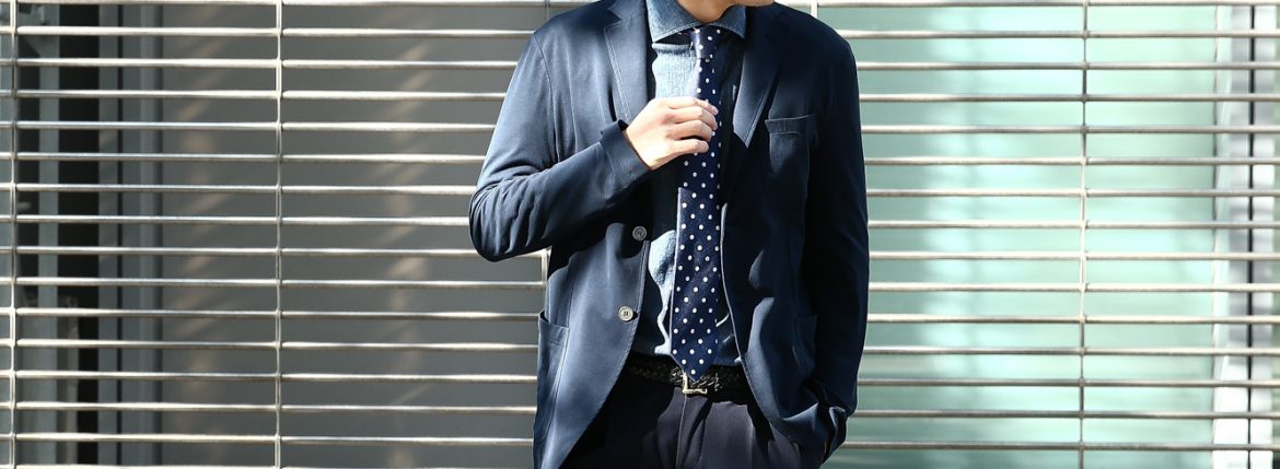 Cruciani(クルチアーニ) Cotton Jersey Jacket (コットンジャージージャケット) Micro Smooth Cotton マイクロスムースコットン ニット ジャケット NAVY (ネイビー・10973) made in italy (イタリア製)　2018 春夏新作 愛知 名古屋 ZODIAC ゾディアック cruciani クルチアーニ 44,46,48,50,52,54