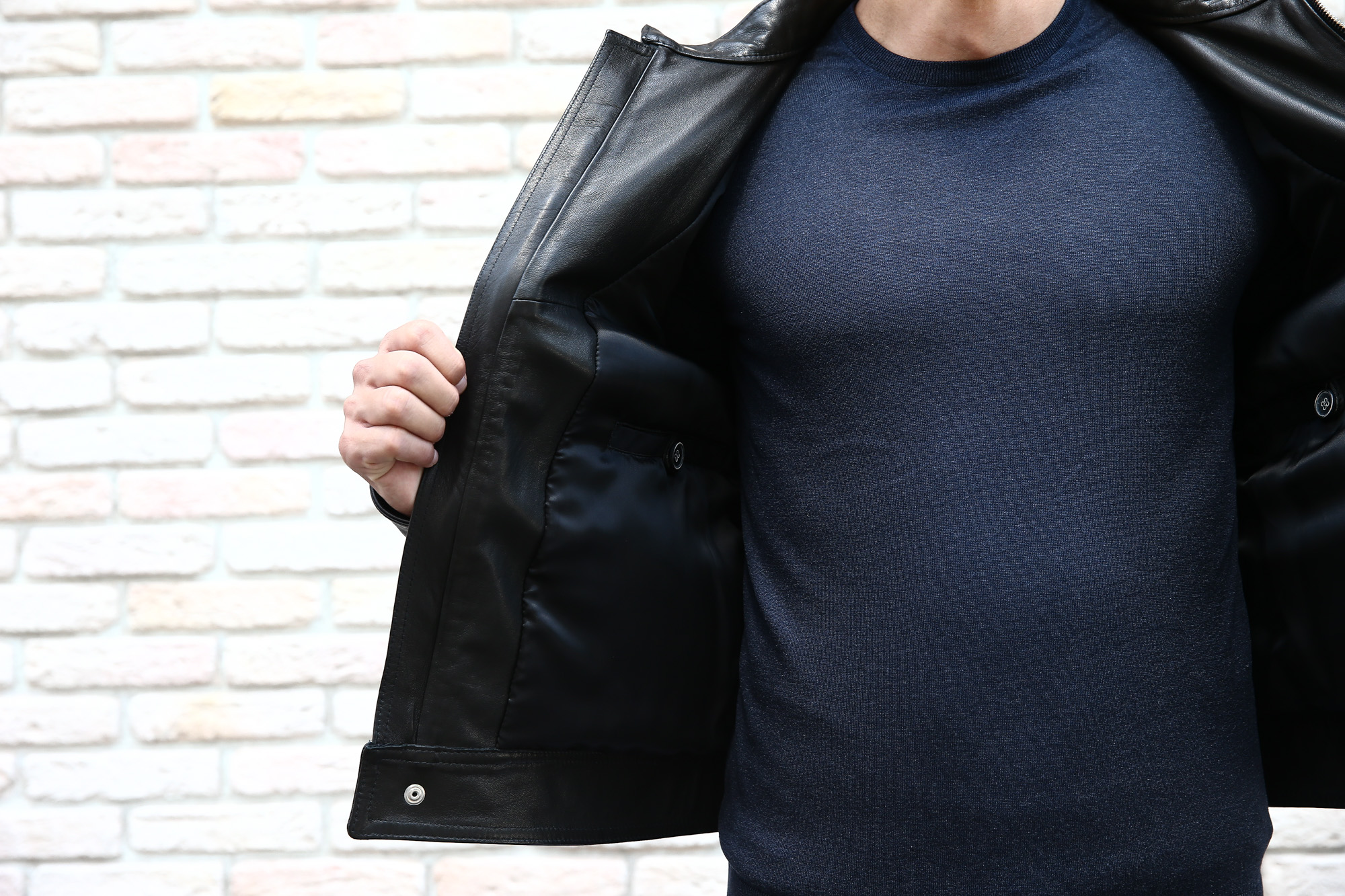 EMMETI (エンメティ) ANDREA (アンドレア) Lambskin Nappa Leather ラムナッパレザー 中綿入り シングル ライダース ジャケット NERO (ブラック・190/1) Made in italy (イタリア製) 2018 秋冬　【ご予約受け付け中】　emmeti juri ユリ 愛知 名古屋 Alto e Diritto アルト エ デリット レザージャケット シングルレザー