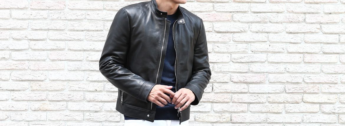 EMMETI (エンメティ) ANDREA (アンドレア) Lambskin Nappa Leather ラムナッパレザー 中綿入り シングル ライダース ジャケット NERO (ブラック・190/1) Made in italy (イタリア製) 2018 秋冬　【ご予約受け付け中】のイメージ