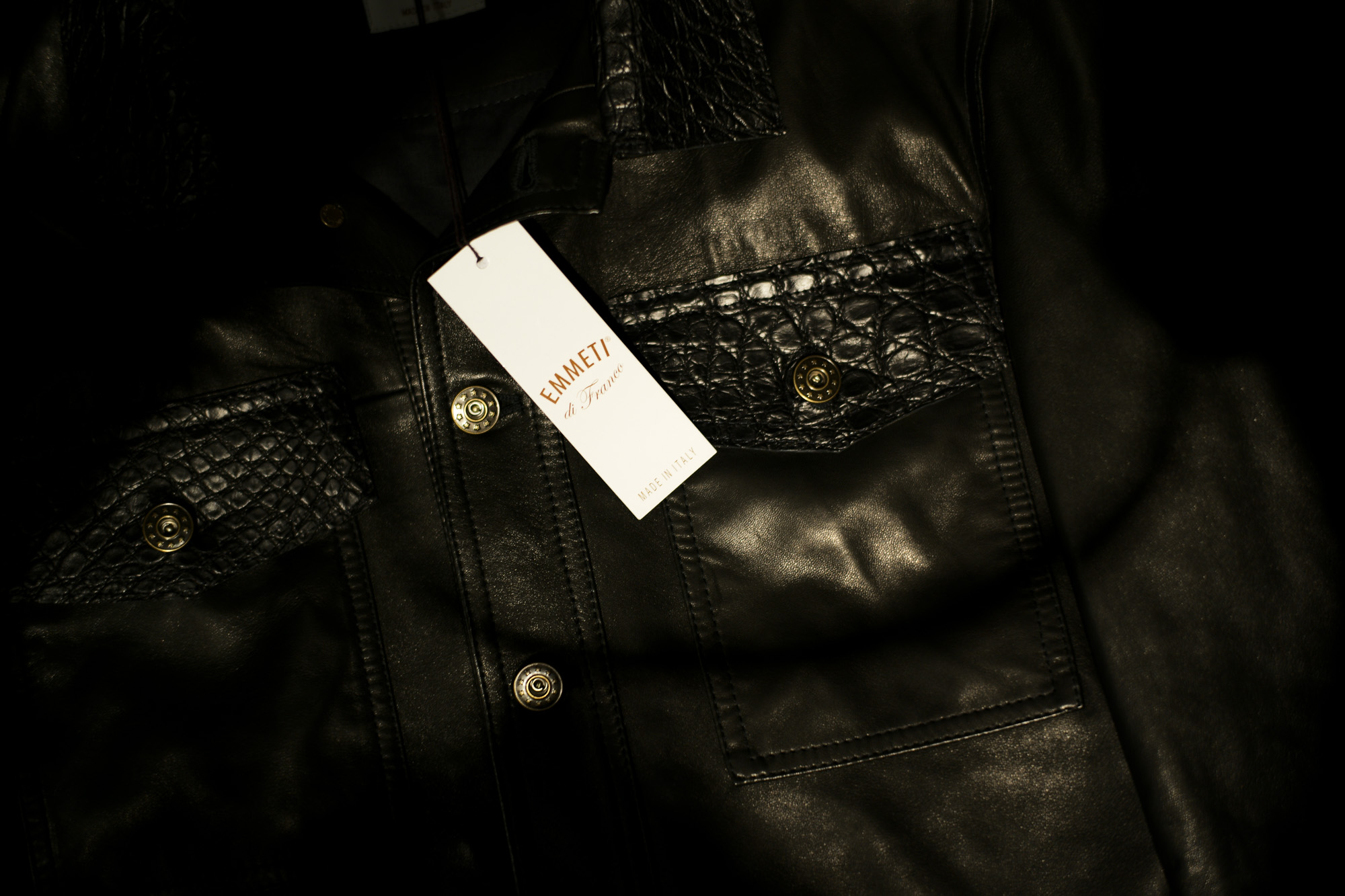 EMMETI (エンメティ) JAXON COCCO (ジャクソン コッコ) Lambskin Nappa Leather × COCCO Leather ラムナッパレザー × クロコダイルレザー ジャケット NERO (ブラック・190/1) Made in italy (イタリア製) 2018 秋冬 emmeti エンメティ 愛知 名古屋 Alto e Diritto アルト エ デリット