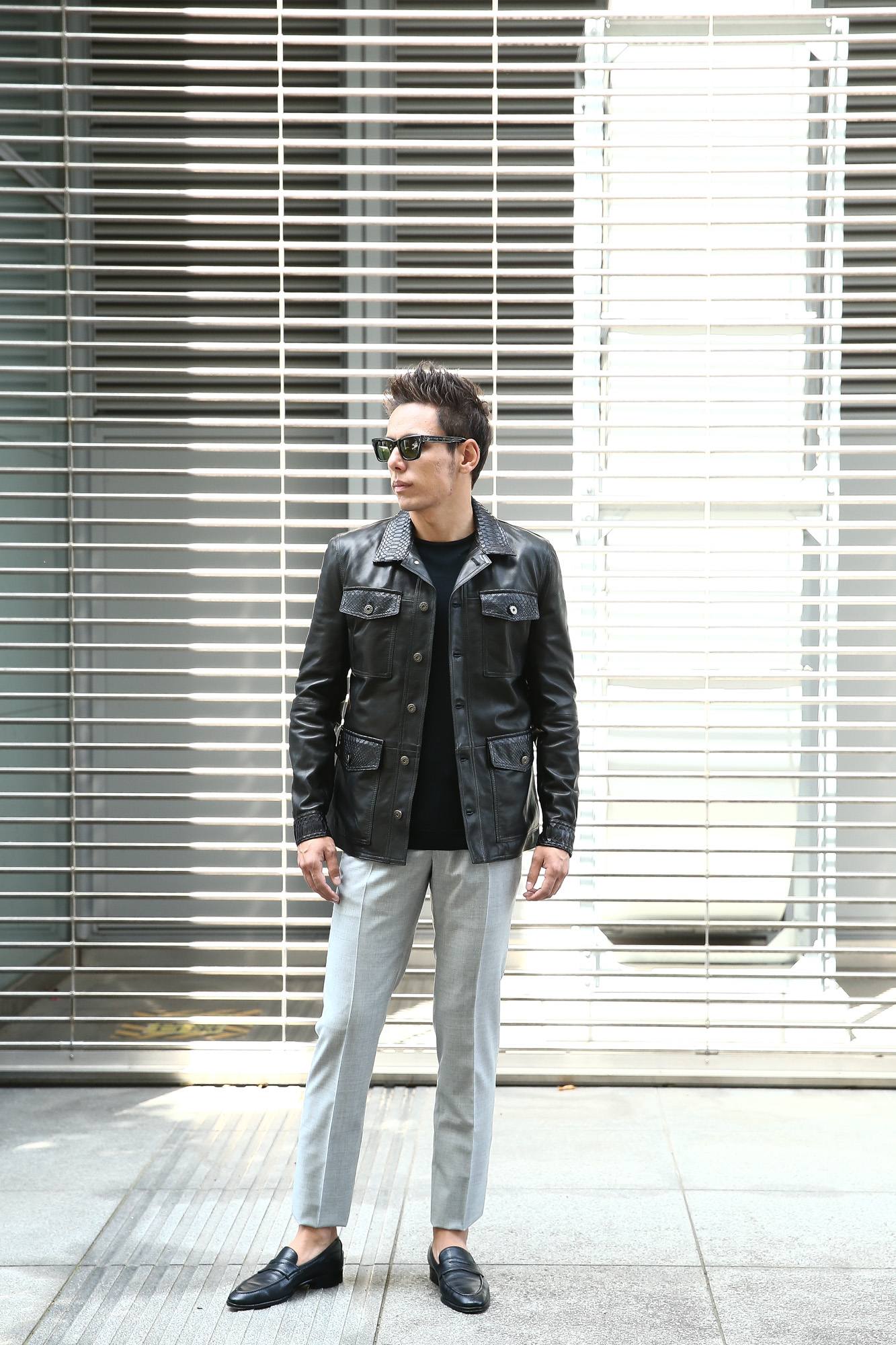 EMMETI (エンメティ) JAXON PITONE (ジャクソン ピトーネ) Lambskin Nappa Leather × Pitone Leather ラムナッパレザー × パイソンレザー ジャケット NERO (ブラック・190/1) Made in italy (イタリア製) 2018 秋冬 【ご予約受け付け中】 emmeti エンメティ レザー エキゾチックレザー パイソン ブラックパイソン 愛知 名古屋 Alto e Diritto アルト エ デリット 42,44,46,48,50,52