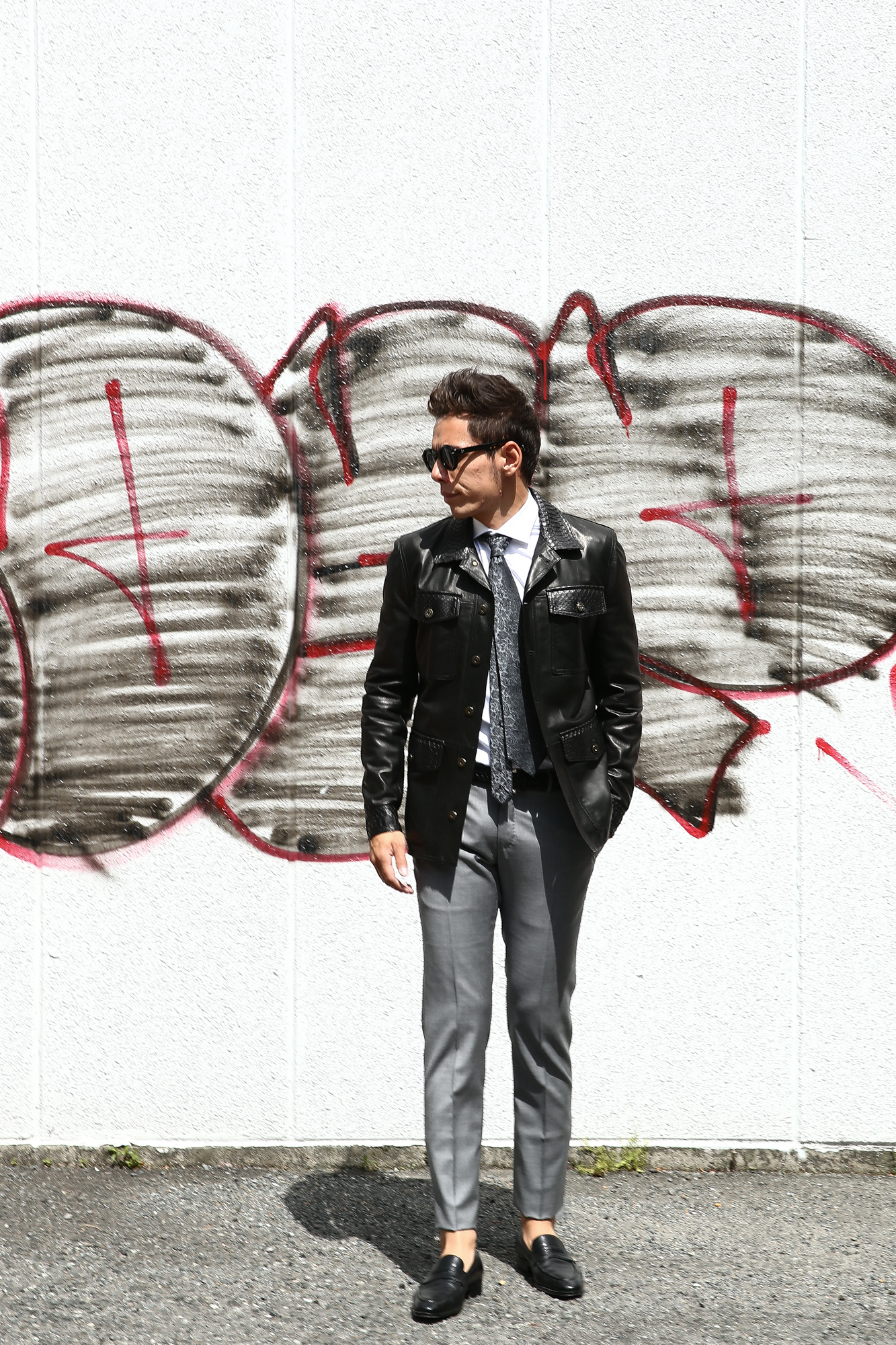 EMMETI (エンメティ) JAXON PITONE (ジャクソン ピトーネ) Lambskin Nappa Leather × Pitone Leather ラムナッパレザー × パイソンレザー ジャケット NERO (ブラック・190/1) Made in italy (イタリア製) 2018 秋冬 【ご予約受け付け中】 emmeti エンメティ レザー エキゾチックレザー パイソン ブラックパイソン 愛知 名古屋 Alto e Diritto アルト エ デリット 42,44,46,48,50,52