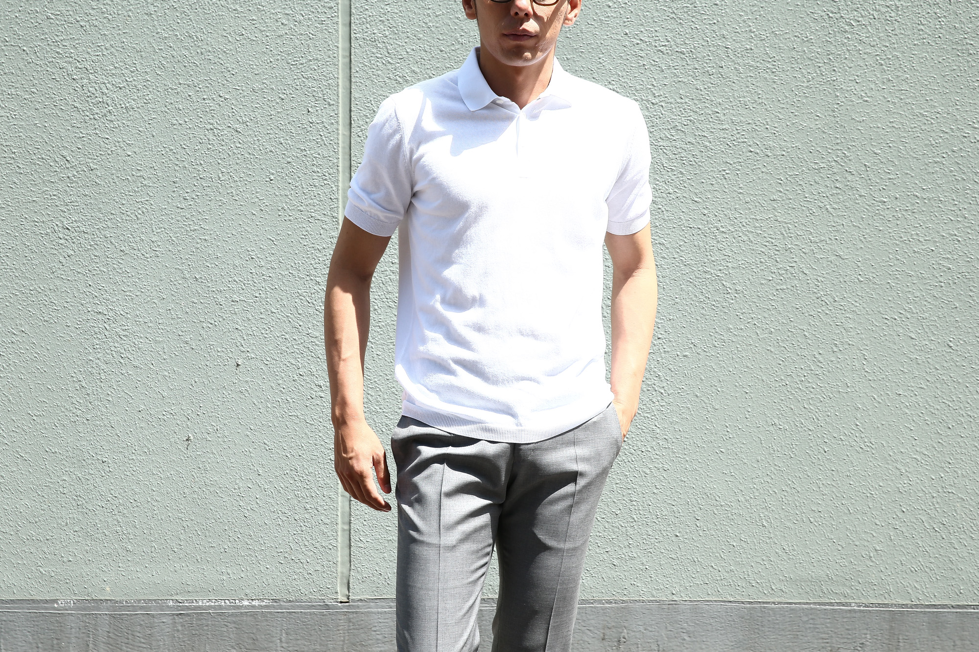 Gran Sasso (グランサッソ) Fresh Cotton Polo Shirt (フレッシュコットン ポロシャツ) FRESH COTTON (フレッシュコットン) コットン ニット ポロシャツ WHITE (ホワイト・002) made in italy (イタリア製) 2018 春夏新作 gransasso 愛知 名古屋 Alto e Diritto アルト エ デリット ニットポロ