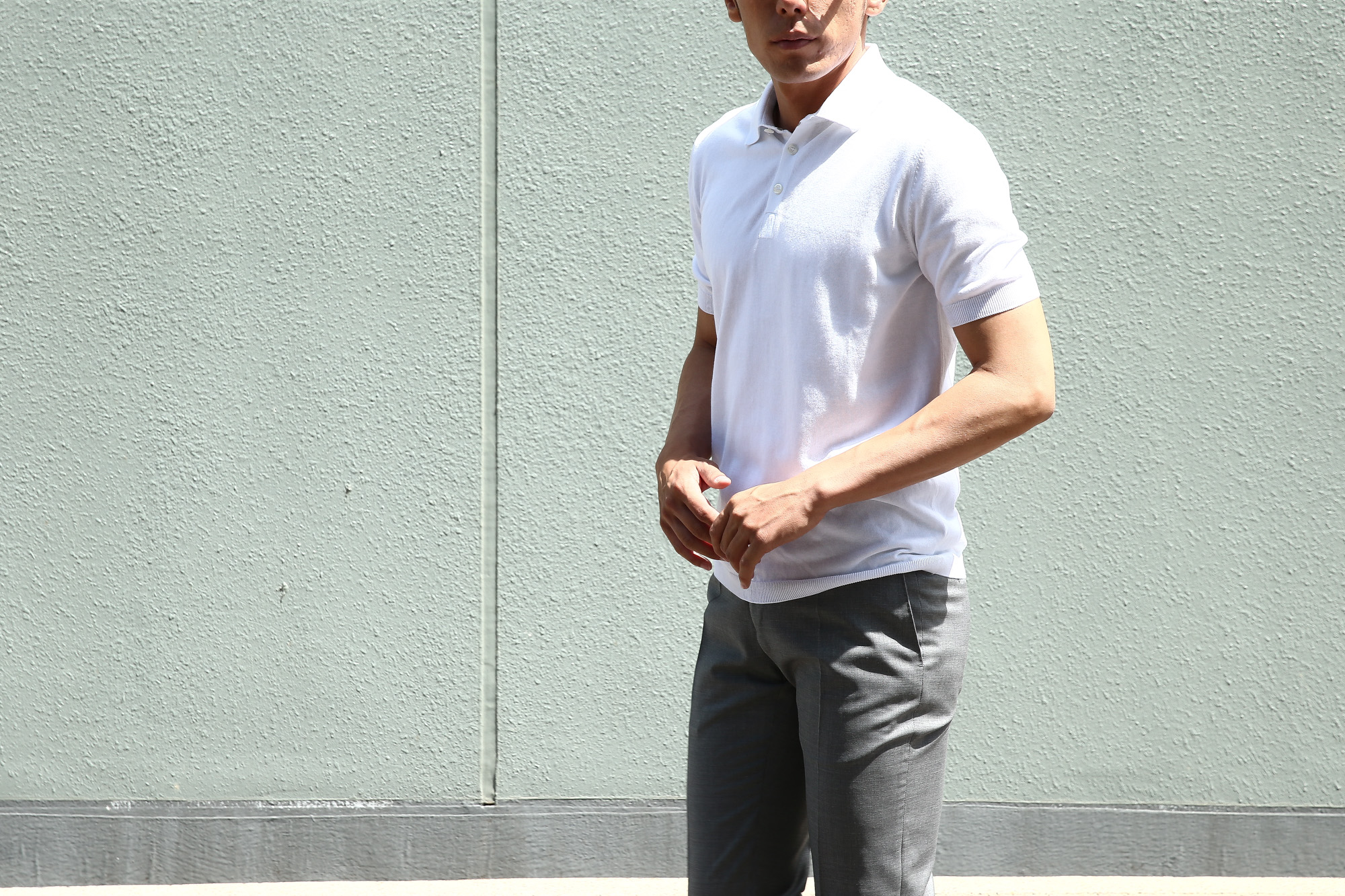 Gran Sasso (グランサッソ) Fresh Cotton Polo Shirt (フレッシュコットン ポロシャツ) FRESH COTTON (フレッシュコットン) コットン ニット ポロシャツ WHITE (ホワイト・002) made in italy (イタリア製) 2018 春夏新作 gransasso 愛知 名古屋 Alto e Diritto アルト エ デリット ニットポロ