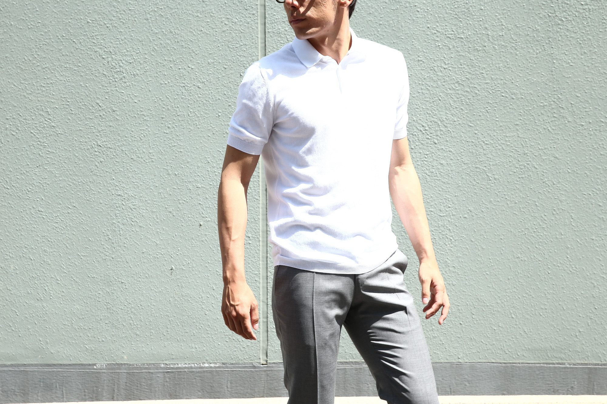 Gran Sasso (グランサッソ) Fresh Cotton Polo Shirt (フレッシュコットン ポロシャツ) FRESH COTTON (フレッシュコットン) コットン ニット ポロシャツ WHITE (ホワイト・002) made in italy (イタリア製) 2018 春夏新作 gransasso 愛知 名古屋 Alto e Diritto アルト エ デリット ニットポロ