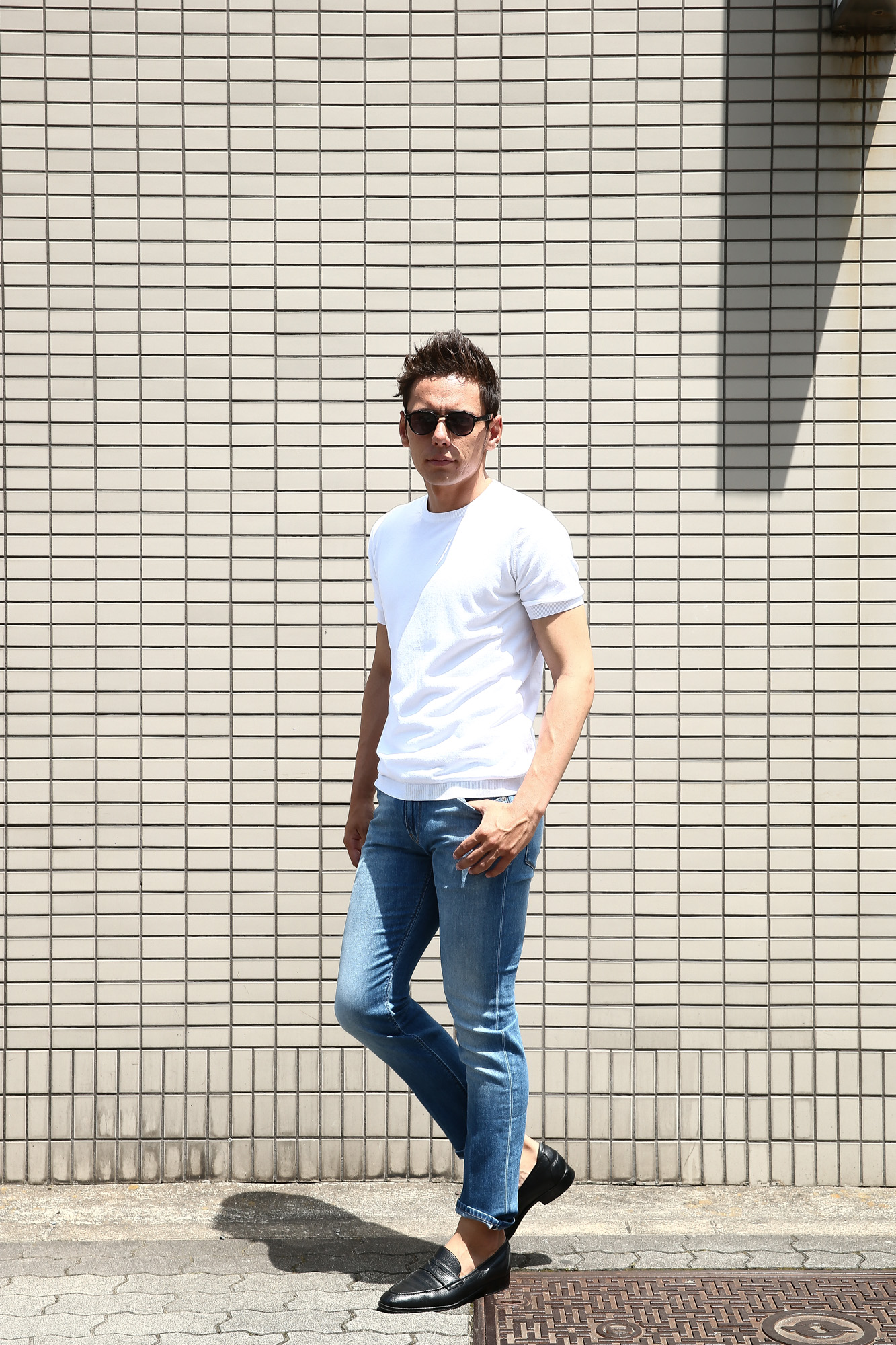 Gran Sasso (グランサッソ) Fresh Cotton T-shirt (フレッシュコットン Tシャツ) FRESH COTTON (フレッシュコットン) コットン ニット Tシャツ WHITE (ホワイト・002) made in italy (イタリア製) 2018 春夏新作 gransasso 愛知 名古屋 Alto e Diritto アルト エ デリット ニットTee