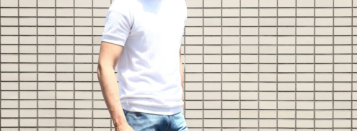 Gran Sasso (グランサッソ) Fresh Cotton T-shirt (フレッシュコットン Tシャツ) FRESH COTTON (フレッシュコットン) コットン ニット ニット Tシャツ WHITE (ホワイト・002) made in italy (イタリア製) 2018 春夏新作 gransasso 愛知 名古屋 ZODIAC ゾディアック ニットTee
