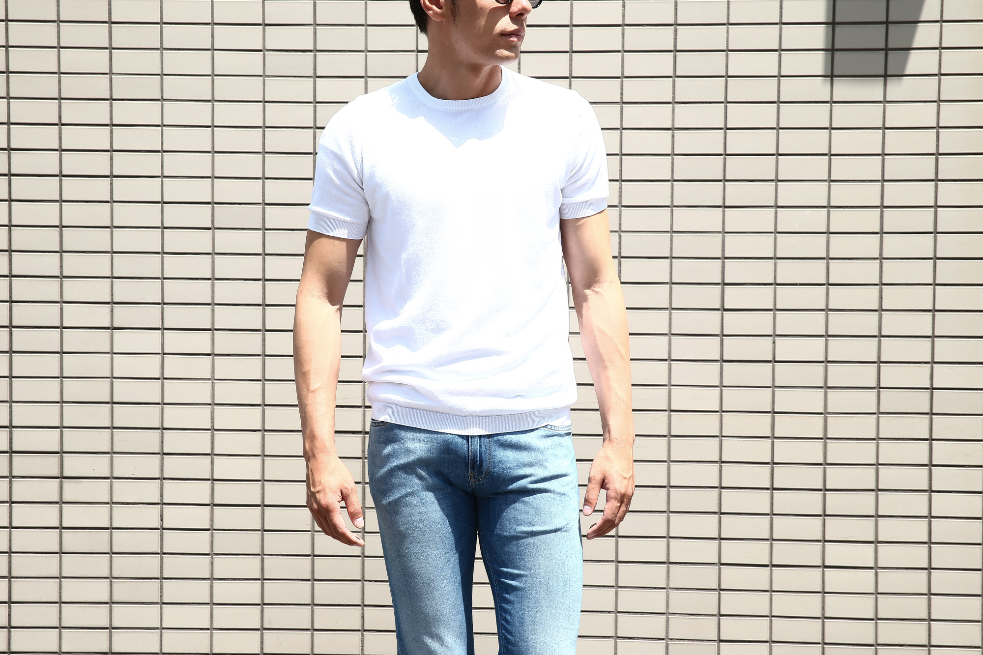 Gran Sasso (グランサッソ) Fresh Cotton T-shirt (フレッシュコットン Tシャツ) FRESH COTTON (フレッシュコットン) コットン ニット Tシャツ WHITE (ホワイト・002) made in italy (イタリア製) 2018 春夏新作 gransasso 愛知 名古屋 Alto e Diritto アルト エ デリット ニットTee