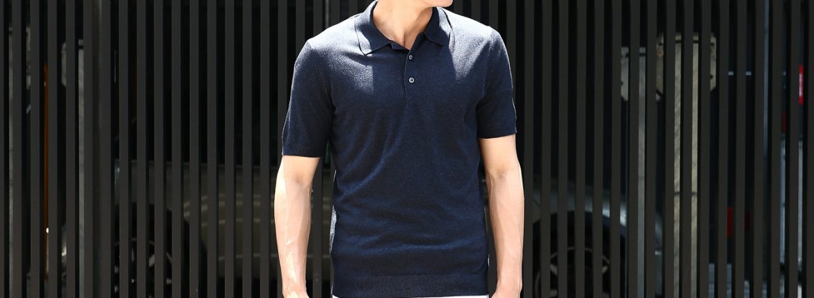 Gran Sasso (グランサッソ) Silk Knit Polo Shirt (シルクニット ポロシャツ) SETA (シルク 100%) シルク ニット ポロシャツ NAVY (ネイビー・597) made in italy (イタリア製) 2018 春夏新作 gransasso グランサッソ 愛知 名古屋 ZODIAC ゾディアック 44,46,48,50,52,54