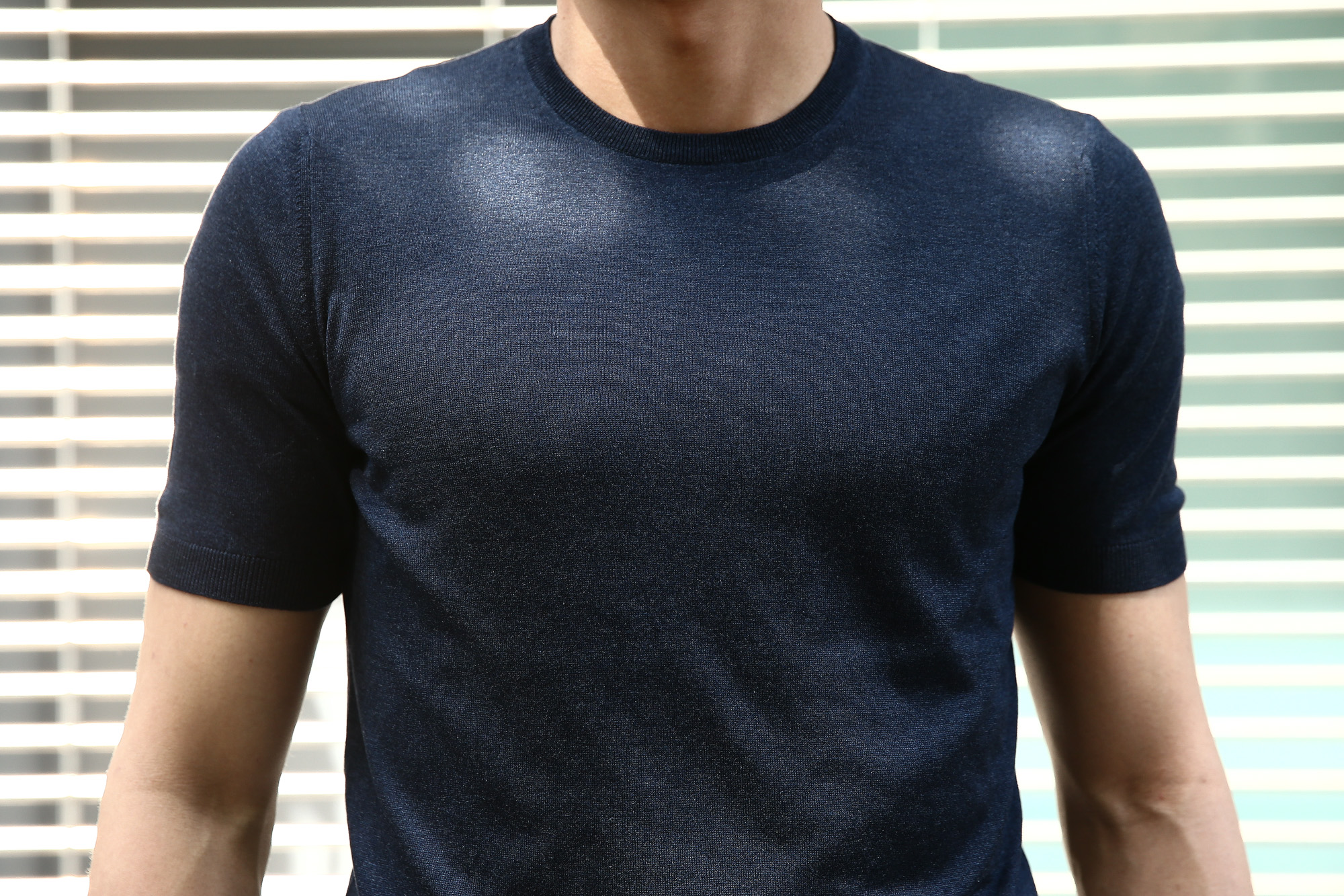 Gran Sasso (グランサッソ) Silk Knit T-shirt (シルクニット Tシャツ) SETA (シルク 100%) ショートスリーブ シルク ニット Tシャツ NAVY (ネイビー・597) made in italy (イタリア製) 2018 春夏新作 gransasso グランサッソ 愛知 名古屋 Alto e Diritto アルト エ デリット 44,46,48,50,52,54