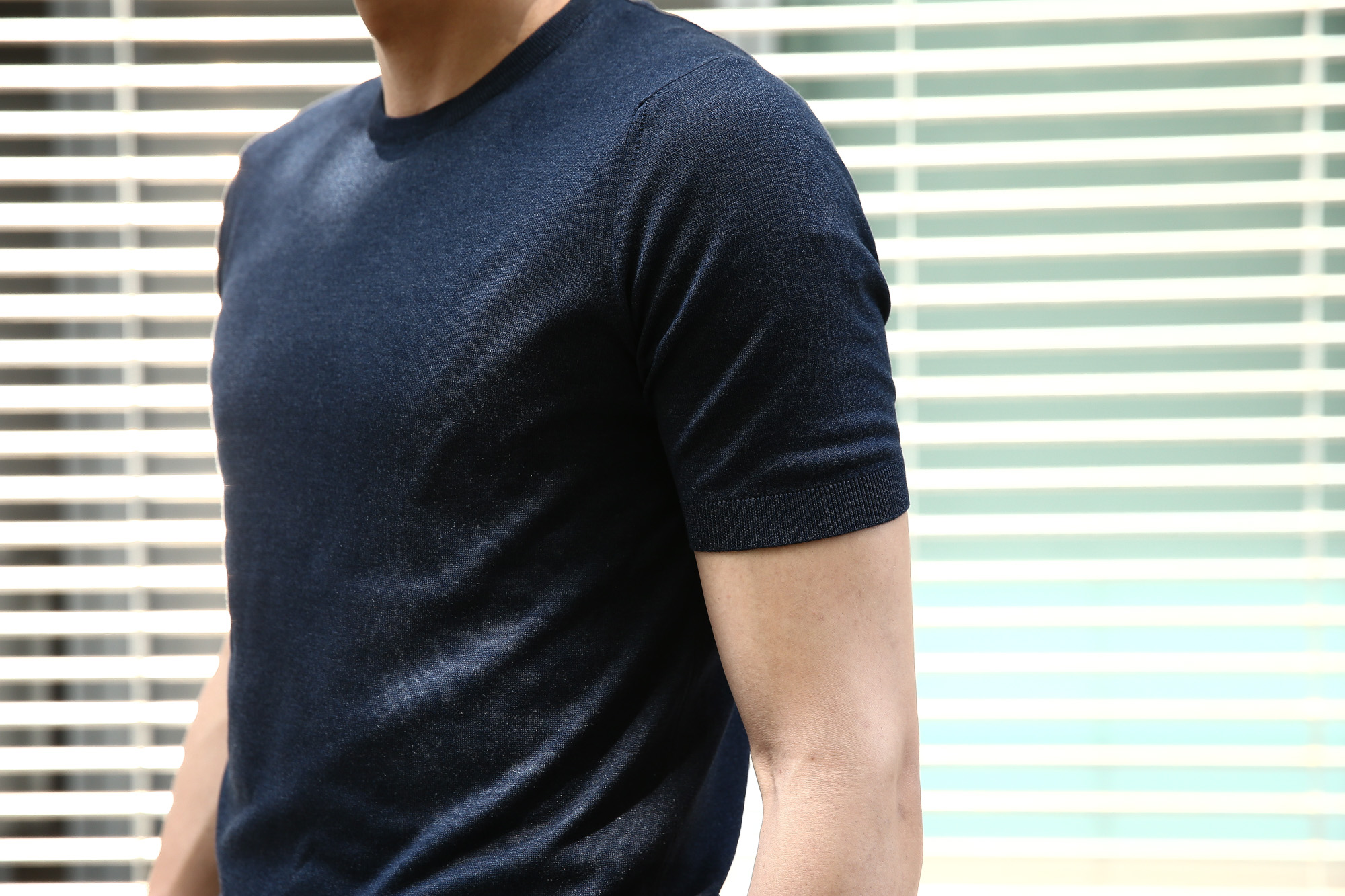 Gran Sasso (グランサッソ) Silk Knit T-shirt (シルクニット Tシャツ) SETA (シルク 100%) ショートスリーブ シルク ニット Tシャツ NAVY (ネイビー・597) made in italy (イタリア製) 2018 春夏新作 gransasso グランサッソ 愛知 名古屋 Alto e Diritto アルト エ デリット 44,46,48,50,52,54