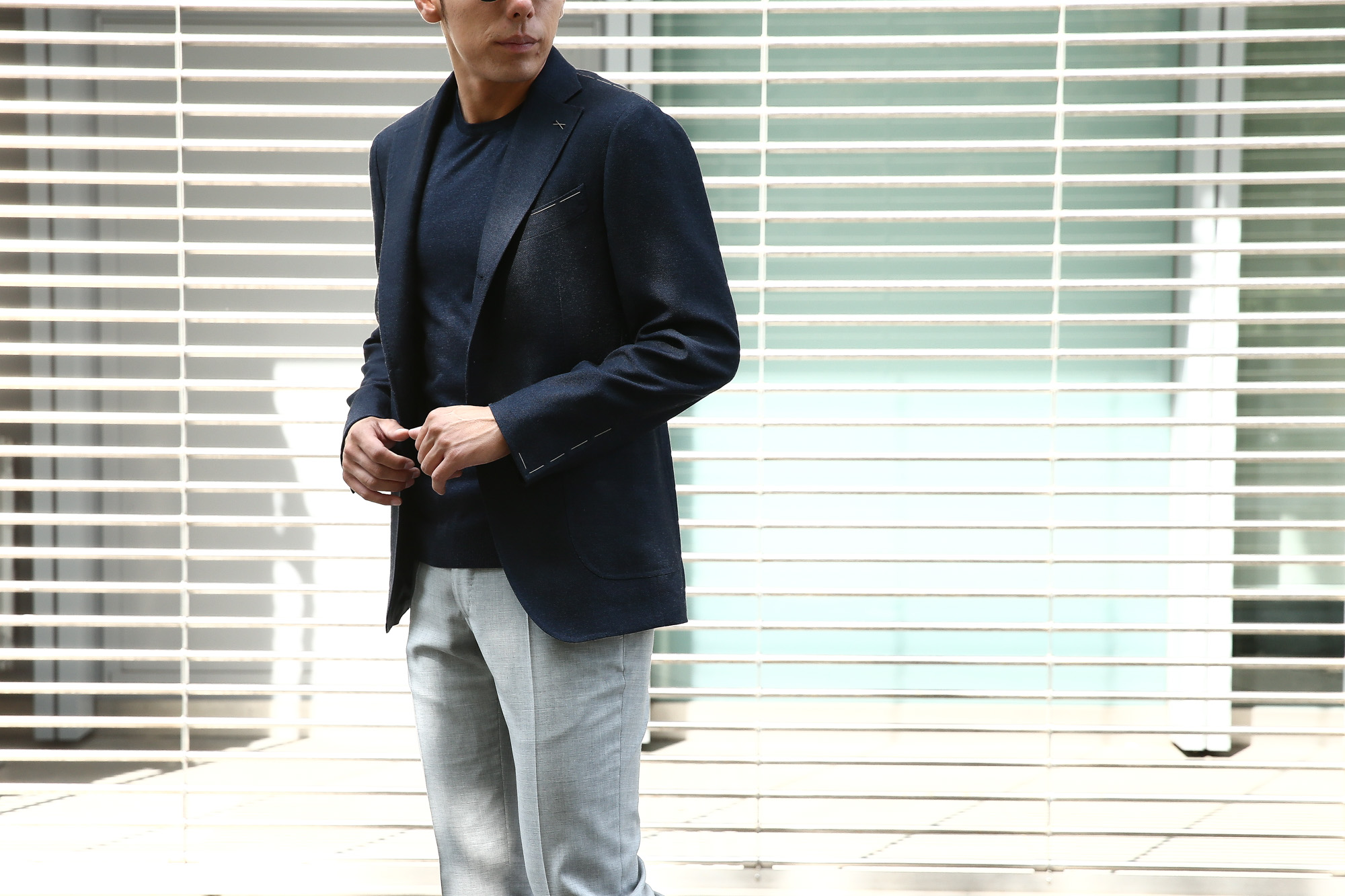 LARDINI (ラルディーニ) SARTORIA (サルトリア) ウールシルク ホップサック 段返り3B ジャケット NAVY (ネイビー・851) Made in italy (イタリア製) 2018 春夏新作 lardini ジャケット 愛知 名古屋 Alto e Diritto アルト エ デリット