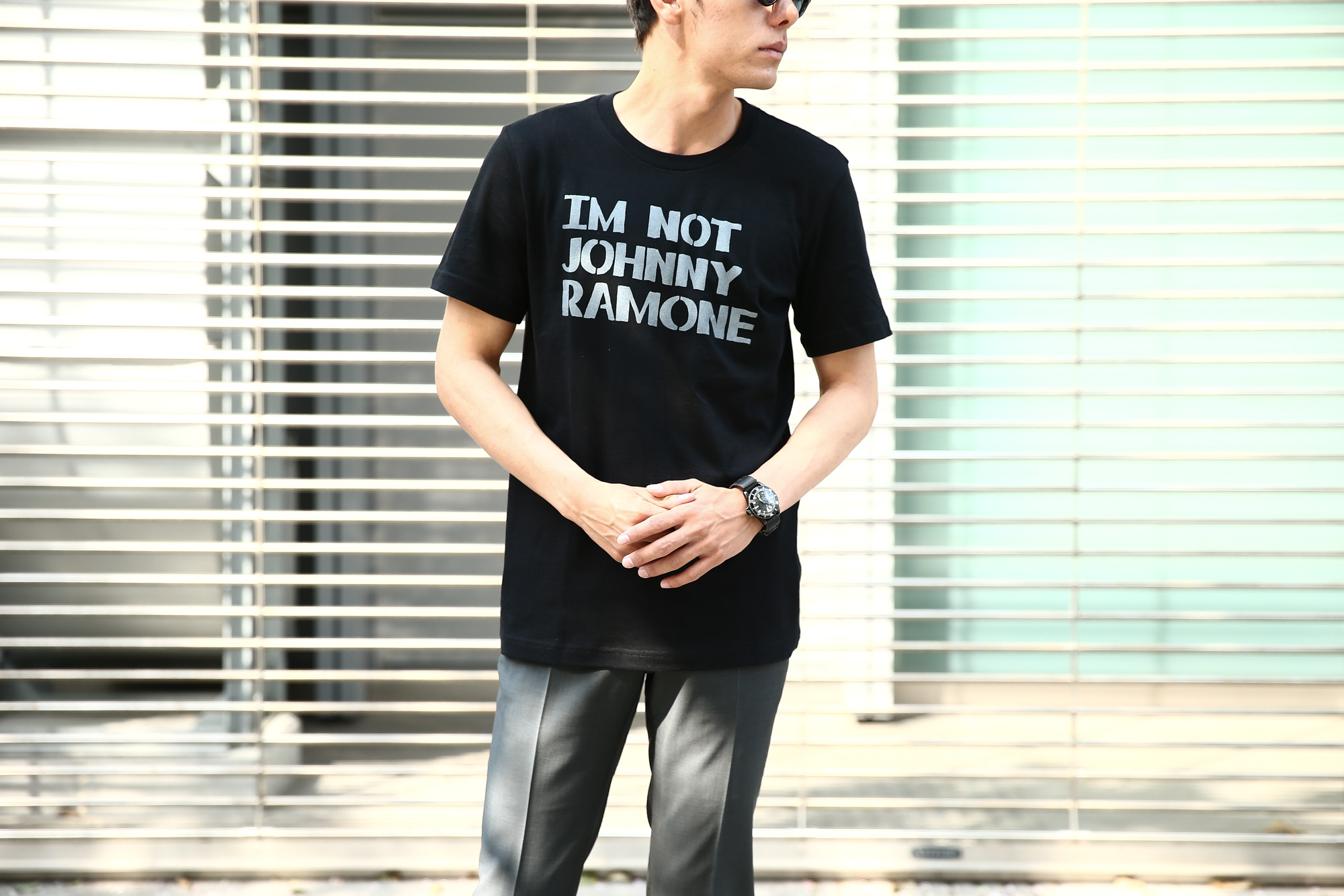 WORN FREE (ウォーンフリー) IM NOT JOHNNY RAMONE RAMONES (ジョニー・ラモーン ラモーンズ) 1977 THE WHISKY.LA プリントTシャツ バンドTシャツ ロックTシャツ BLACK (ブラック) MADE IN USA (アメリカ製) 2018春夏新作 wornfree ウォーンフリー 愛知　名古屋 Alto e Diritto アルト エ デリット ramones ラモーンズ bandtee rocktee