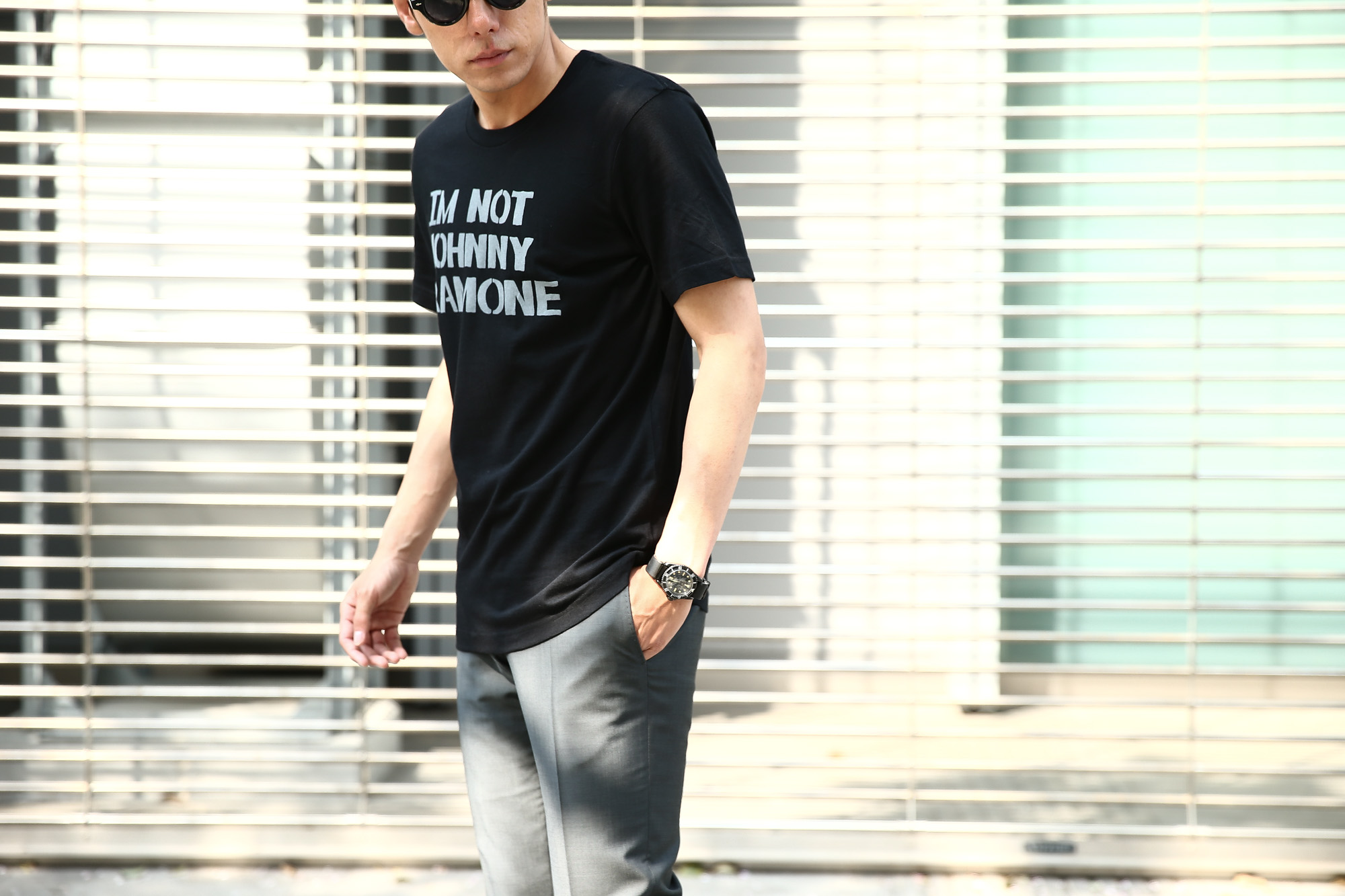 WORN FREE (ウォーンフリー) IM NOT JOHNNY RAMONE RAMONES (ジョニー・ラモーン ラモーンズ) 1977 THE WHISKY.LA プリントTシャツ バンドTシャツ ロックTシャツ BLACK (ブラック) MADE IN USA (アメリカ製) 2018春夏新作 wornfree ウォーンフリー 愛知　名古屋 Alto e Diritto アルト エ デリット ramones ラモーンズ bandtee rocktee