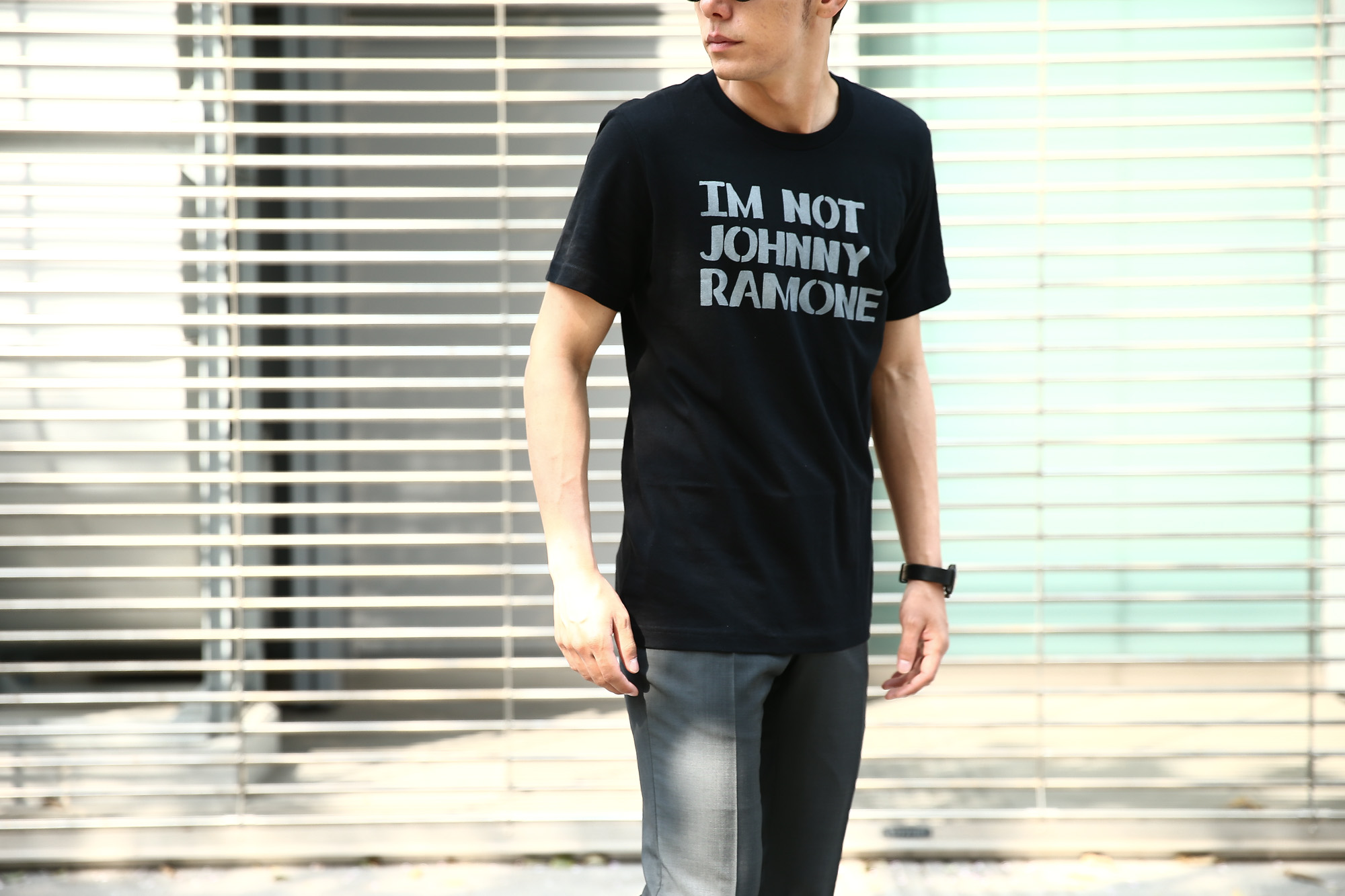 WORN FREE (ウォーンフリー) IM NOT JOHNNY RAMONE RAMONES (ジョニー・ラモーン ラモーンズ) 1977 THE WHISKY.LA プリントTシャツ バンドTシャツ ロックTシャツ BLACK (ブラック) MADE IN USA (アメリカ製) 2018春夏新作 wornfree ウォーンフリー 愛知　名古屋 Alto e Diritto アルト エ デリット ramones ラモーンズ bandtee rocktee