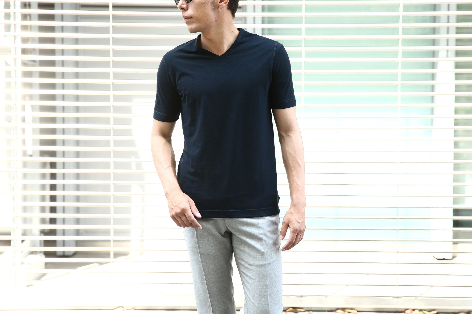  ZANONE (ザノーネ) V-neck T-shirt ice cotton(アイスコットン) 810237 Z0380 VネックTシャツ NAVY (ネイビー・Z0542) MADE IN ITALY(イタリア製) 2018 春夏新作 zanone ザノーネ 愛知 名古屋 Alto e Diritto アルト エ デリット アイスコットン Vネック 