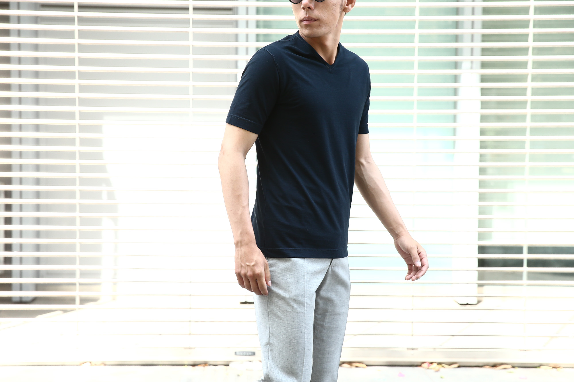  ZANONE (ザノーネ) V-neck T-shirt ice cotton(アイスコットン) 810237 Z0380 VネックTシャツ NAVY (ネイビー・Z0542) MADE IN ITALY(イタリア製) 2018 春夏新作 zanone ザノーネ 愛知 名古屋 Alto e Diritto アルト エ デリット アイスコットン Vネック 