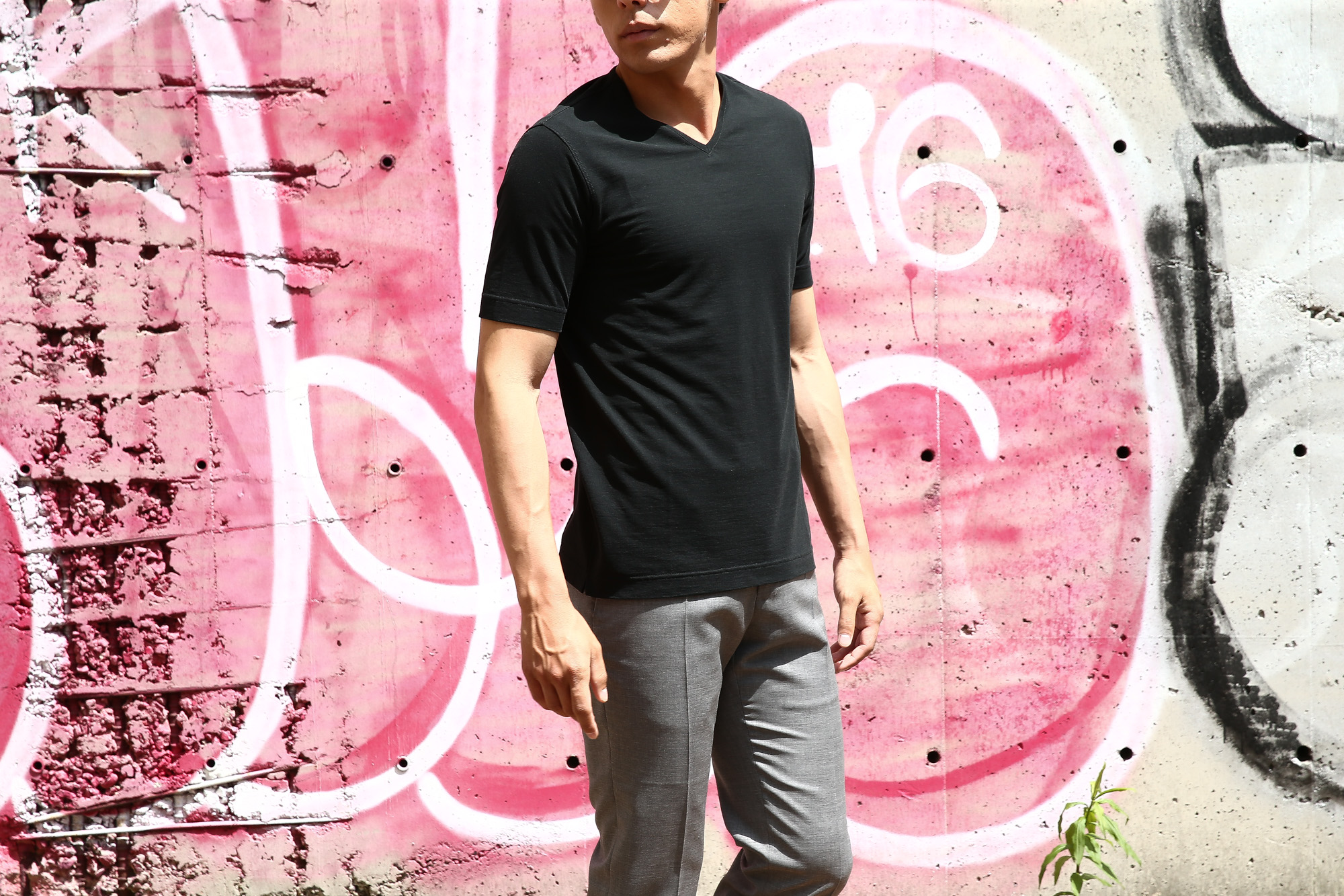 ZANONE (ザノーネ) V-neck T-shirt ice cotton(アイスコットン) 810237 Z0380 VネックTシャツ BLACK (ブラック・Z0015) MADE IN ITALY(イタリア製) 2018 春夏新作 zanone ザノーネ 愛知 名古屋 Alto e Diritto アルト エ デリット アイスコットン Vネック 