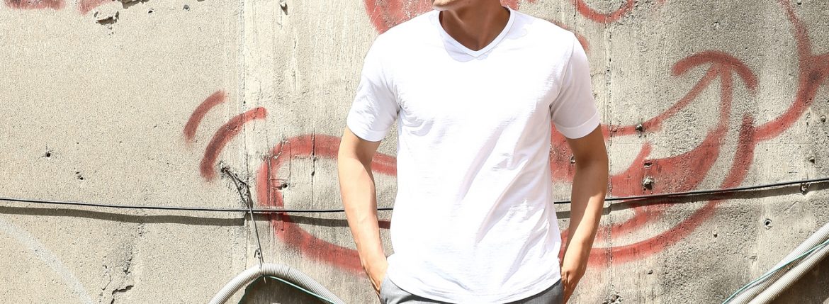 ZANONE (ザノーネ) V-neck T-shirt ice cotton(アイスコットン) 810237 Z0380 VネックTシャツ WHITE (ホワイト・Z0001) MADE IN ITALY(イタリア製) 2018 春夏新作 zanone ザノーネ 愛知 名古屋 ZODIAC ゾディアック アイスコットン Vネック