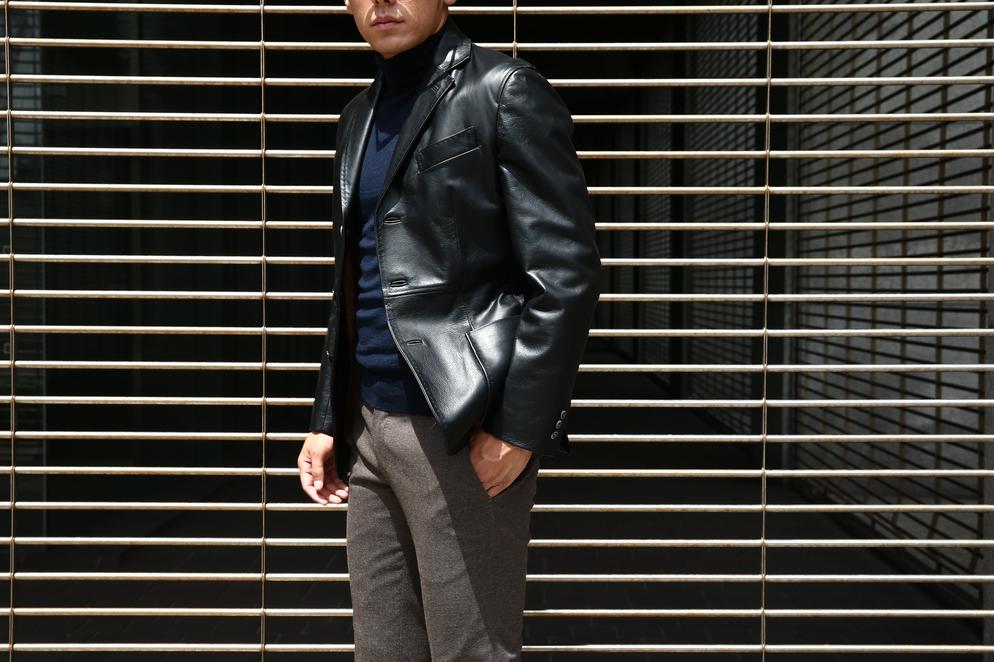 CINQUANTA (チンクアンタ) H613 SINGLE TAILORED JACKET CAVALLO (シングル テーラード ジャケット) ホースレザー ジャケット BLACK (ブラック・999) Made in italy (イタリア製) 2018 秋冬 【ご予約受付中】 cinquanta チンクアンタ レザージャケット ジャケット 愛知 名古屋 Alto e Diritto アルト エ デリット