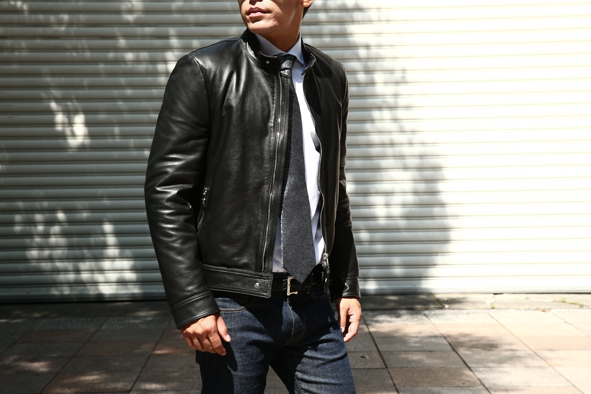 EMMETI (エンメティ) ANDREA (アンドレア) Lambskin Nappa Leather ラムナッパレザー 中綿入り シングル ライダース ジャケット NERO (ブラック・190/1) Made in italy (イタリア製) 2018 秋冬　【ご予約受け付け中】 emmeti juri ユリ 愛知 名古屋 Alto e Diritto アルト エ デリット レザージャケット シングルレザー