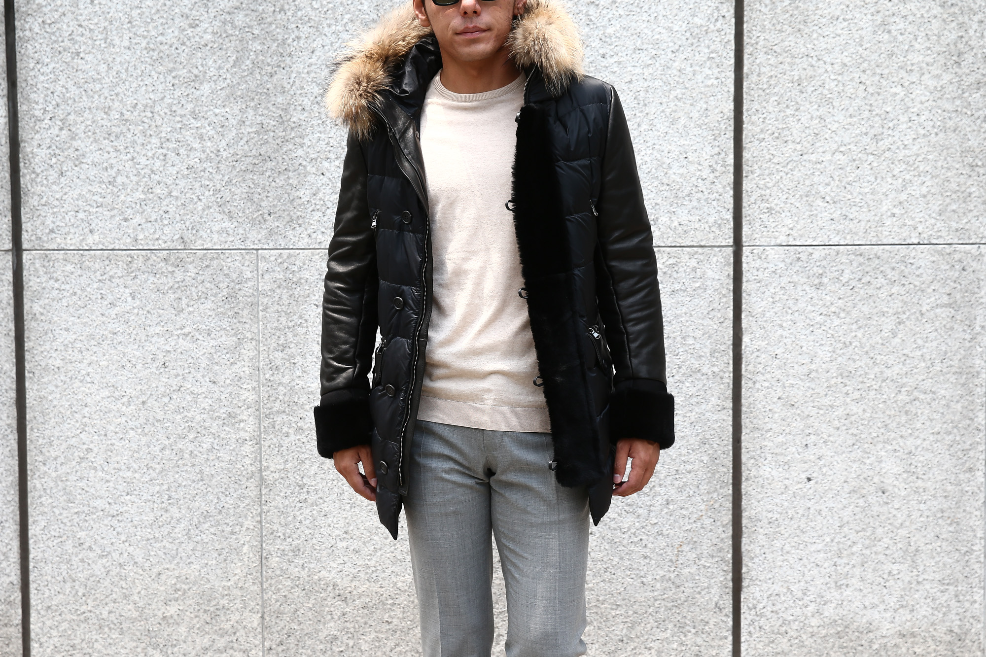 EMMETI (エンメティ) GREY (グレー) Lambskin Nappa Leather × Mouton