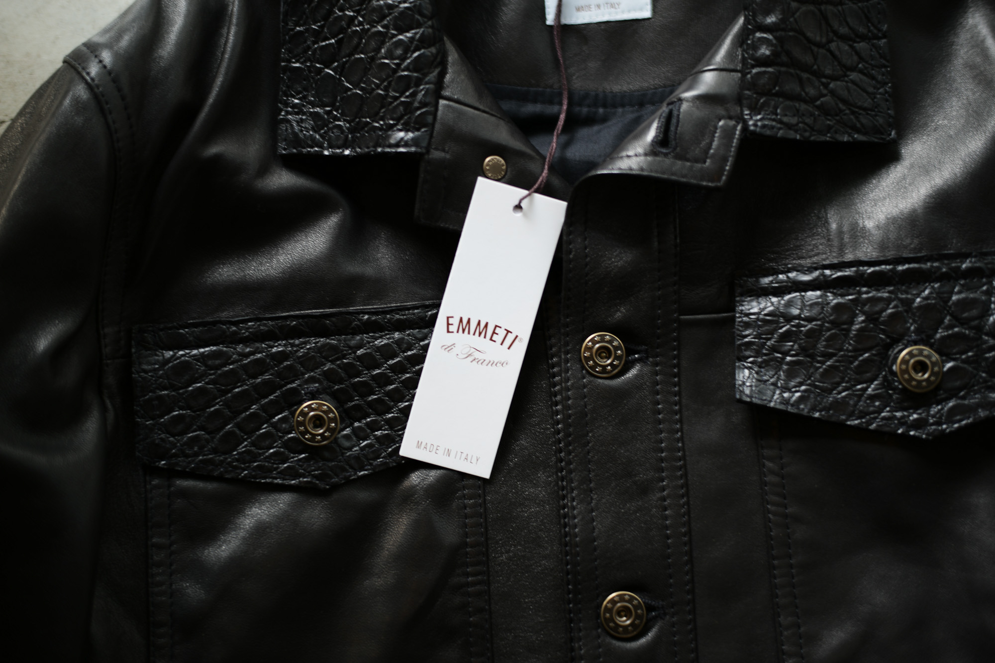 EMMETI (エンメティ) JAXON COCCODRILLO (ジャクソン コッコドリッロ) Lambskin Nappa Leather × Crocodile Leather ラムナッパレザー × クロコダイルレザー ジャケット NERO (ブラック・190/1) Made in italy (イタリア製) 2018 秋冬 emmeti エンメティ 愛知 名古屋 Alto e Diritto アルト エ デリット