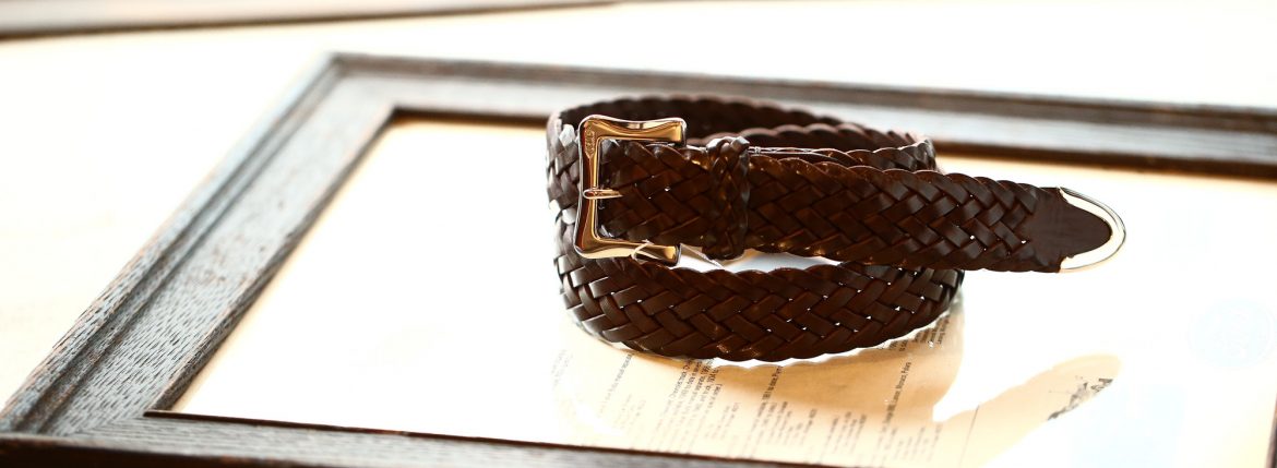 J&M DAVIDSON (ジェイアンドエムデヴィッドソン) ENVELOPE BUCKLE TIP END PLAITED BELT 30MM (エンベロープバックルチップエンドプレーテッドベルト 30mm) 57301 COWHIDE LEATHER (カウハイドレザー) プンターレ メッシュベルト HAVANA (ハバナ・650) Made in italy (イタリア製) 2018 春夏新作 愛知 名古屋 ZODIAC ゾディアック jmdavidson ジェイエムデヴィッドソン ベルト メッシュ