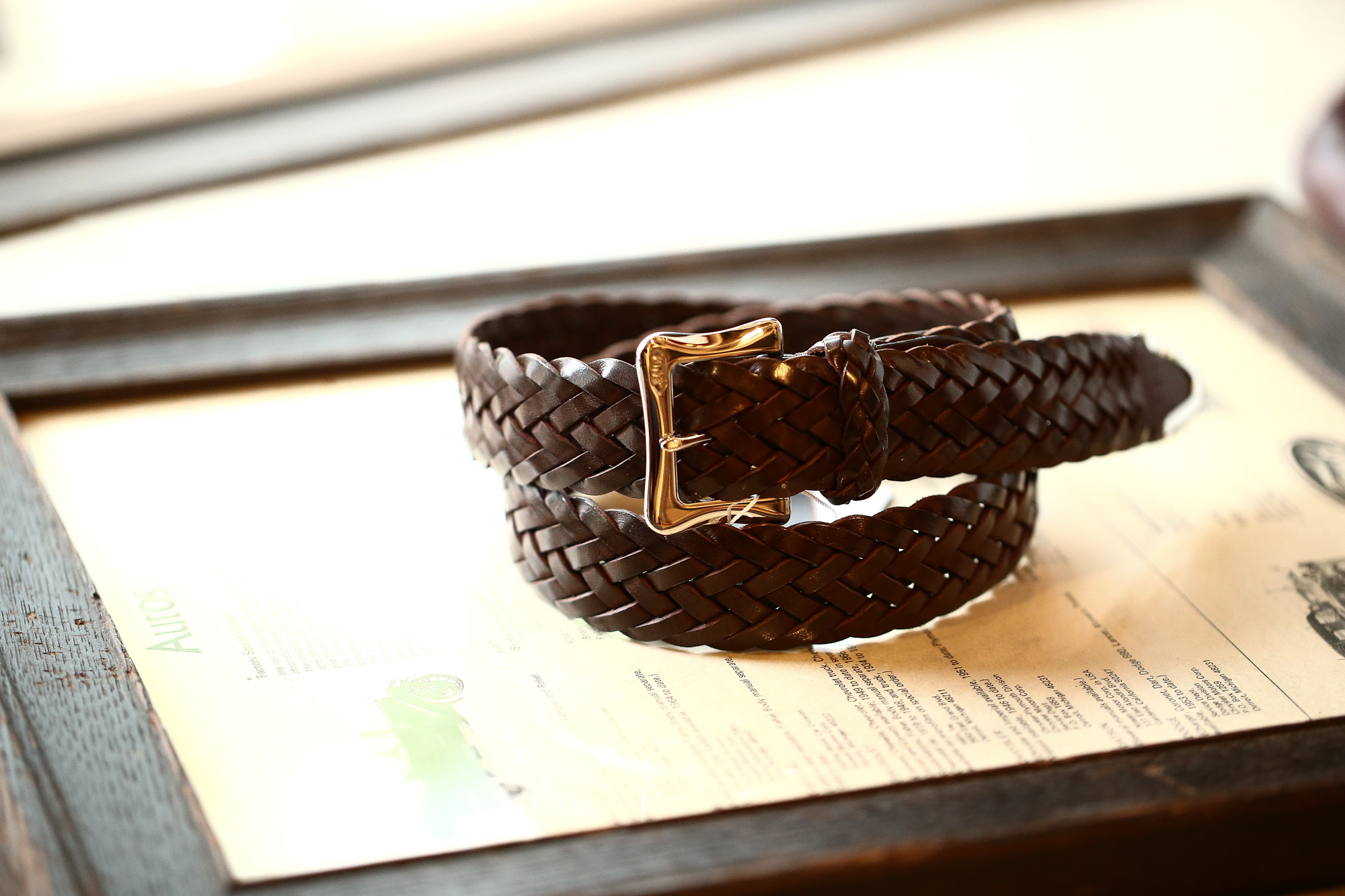 J&M DAVIDSON (ジェイアンドエムデヴィッドソン) ENVELOPE BUCKLE TIP END PLAITED BELT 30MM (エンベロープバックルチップエンドプレーテッドベルト 30mm) 57301 COWHIDE LEATHER (カウハイドレザー) プンターレ メッシュベルト HAVANA (ハバナ・650) Made in italy (イタリア製) 2018 春夏新作 愛知 名古屋 Alto e Diritto アルト エ デリット jmdavidson ジェイエムデヴィッドソン ベルト メッシュ