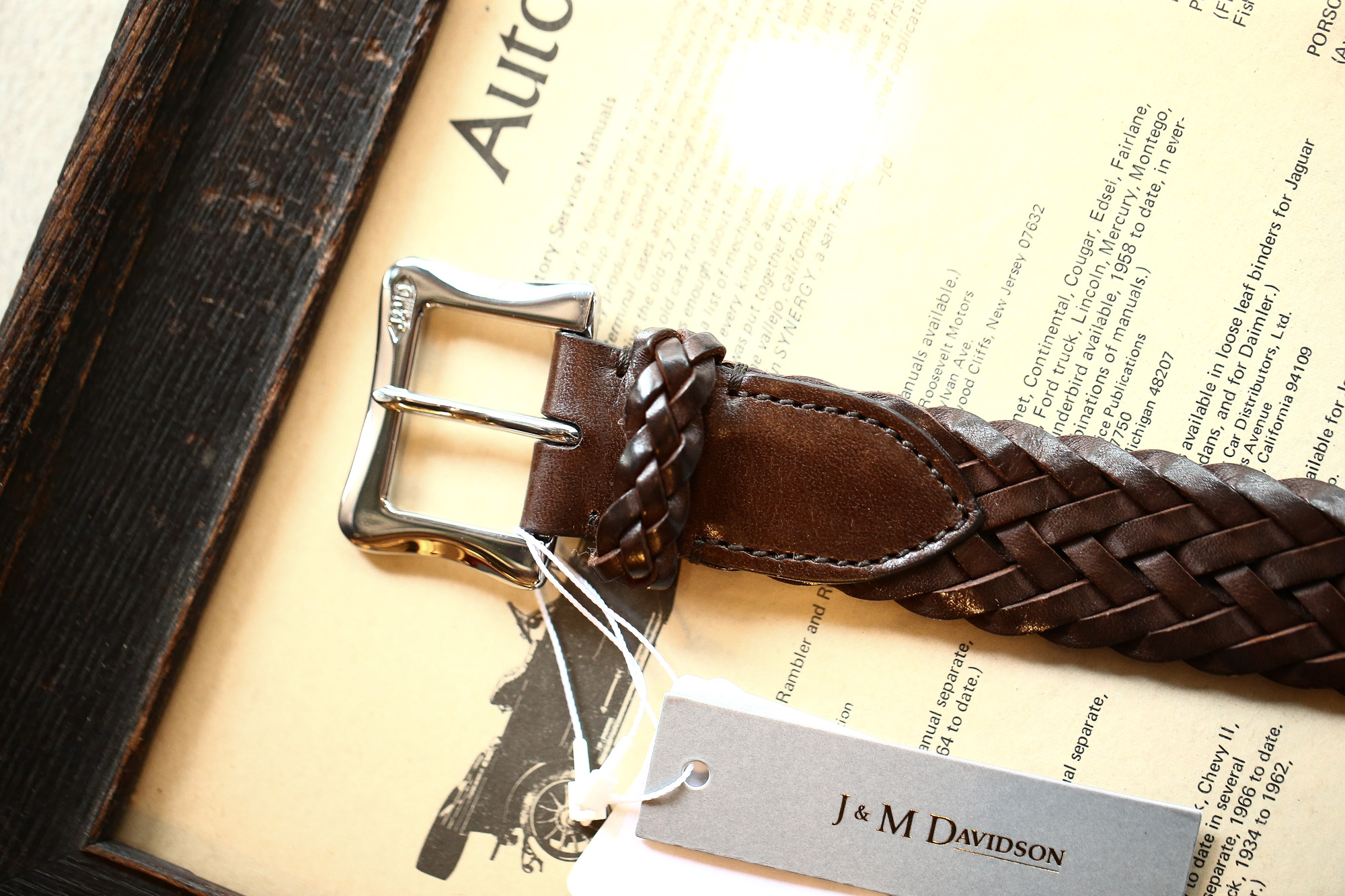 J&M DAVIDSON (ジェイアンドエムデヴィッドソン) ENVELOPE BUCKLE TIP END PLAITED BELT 30MM (エンベロープバックルチップエンドプレーテッドベルト 30mm) 57301 COWHIDE LEATHER (カウハイドレザー) プンターレ メッシュベルト HAVANA (ハバナ・650) Made in italy (イタリア製) 2018 春夏新作 愛知 名古屋 Alto e Diritto アルト エ デリット jmdavidson ジェイエムデヴィッドソン ベルト メッシュ