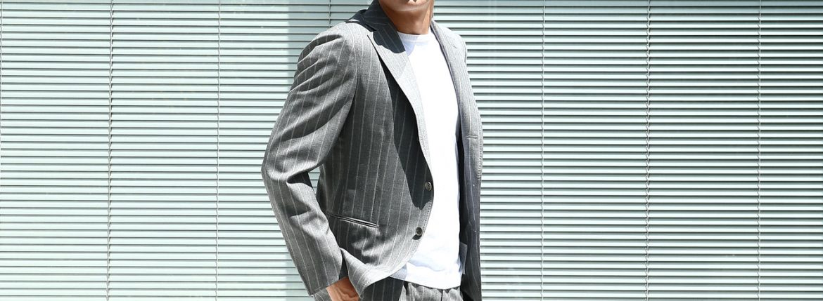 LARDINI (ラルディーニ) SARTORIA (サルトリア) トロピカル サマーウール 段返り3B ダブルピンストライプ スーツ GRAY (グレー・1) 2018 春夏新作 lardini 愛知 名古屋 ZODIAC ゾディアック スーツ ジャケット