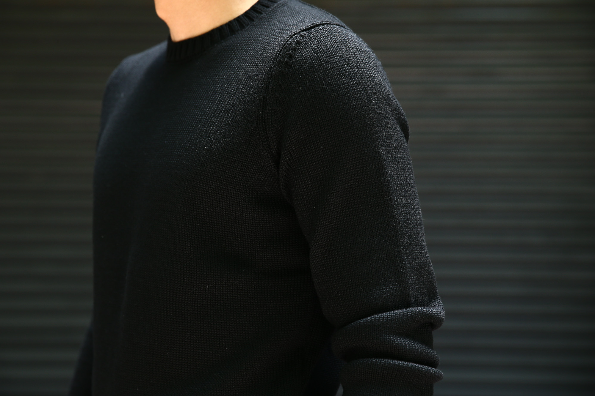 ZANONE (ザノーネ) Crew Neck Sweater (クルーネック セーター) VIRGIN WOOL 100% ミドルゲージ ウールニット セーター BLACK (ブラック・Z0015)  made in italy (イタリア製) 2018 秋冬新作 zanone 愛知 名古屋 Alto e Diritto アルト エ デリット alto e diritto アルトエデリット