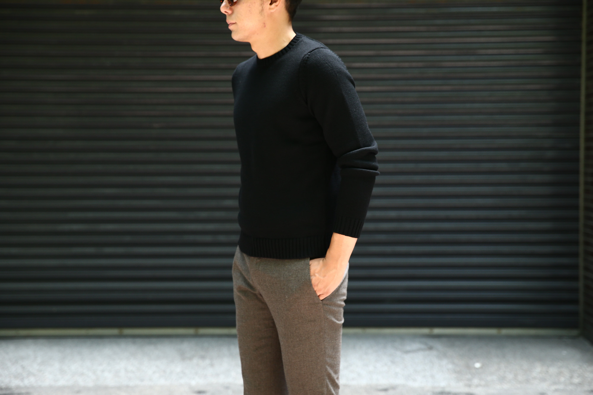 ZANONE (ザノーネ) Crew Neck Sweater (クルーネック セーター) VIRGIN WOOL 100% ミドルゲージ ウールニット セーター BLACK (ブラック・Z0015)  made in italy (イタリア製) 2018 秋冬新作 zanone 愛知 名古屋 Alto e Diritto アルト エ デリット alto e diritto アルトエデリット