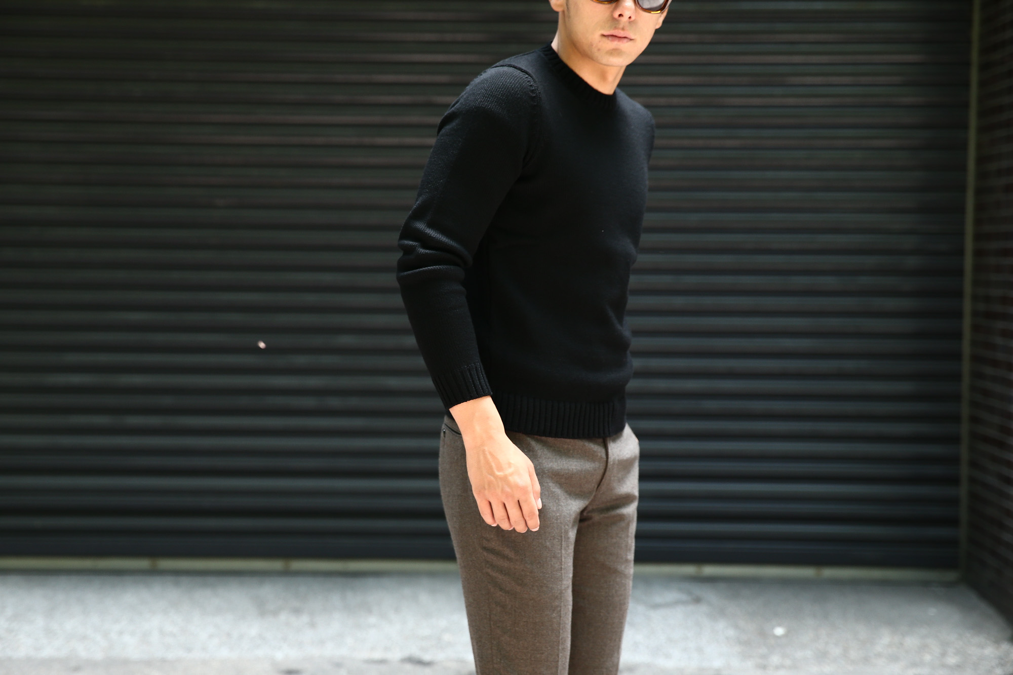 ZANONE (ザノーネ) Crew Neck Sweater (クルーネック セーター) VIRGIN WOOL 100% ミドルゲージ ウールニット セーター BLACK (ブラック・Z0015)  made in italy (イタリア製) 2018 秋冬新作 zanone 愛知 名古屋 Alto e Diritto アルト エ デリット alto e diritto アルトエデリット