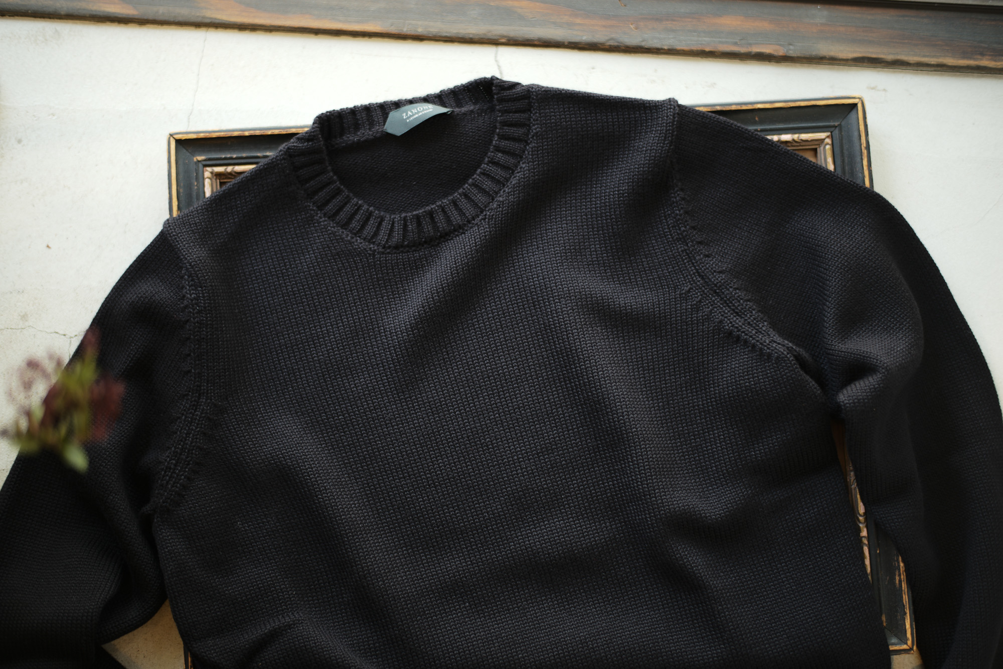 ZANONE (ザノーネ) Crew Neck Sweater (クルーネック セーター) VIRGIN WOOL 100% ミドルゲージ ウールニット セーター BLACK (ブラック・Z0015)  made in italy (イタリア製) 2018 秋冬新作 zanone 愛知 名古屋 Alto e Diritto アルト エ デリット alto e diritto アルトエデリット