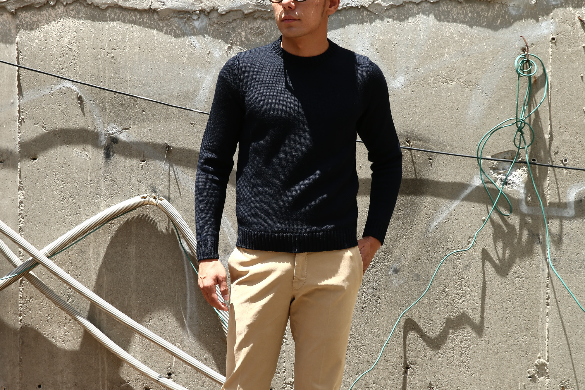 ZANONE (ザノーネ) Crew Neck Sweater (クルーネック セーター) VIRGIN WOOL 100% ミドルゲージ ウールニット セーター NAVY (ネイビー・Z1375) made in italy (イタリア製) 2018 秋冬新作 zanone 愛知 名古屋 Alto e Diritto アルト エ デリット alto e diritto アルトエデリット