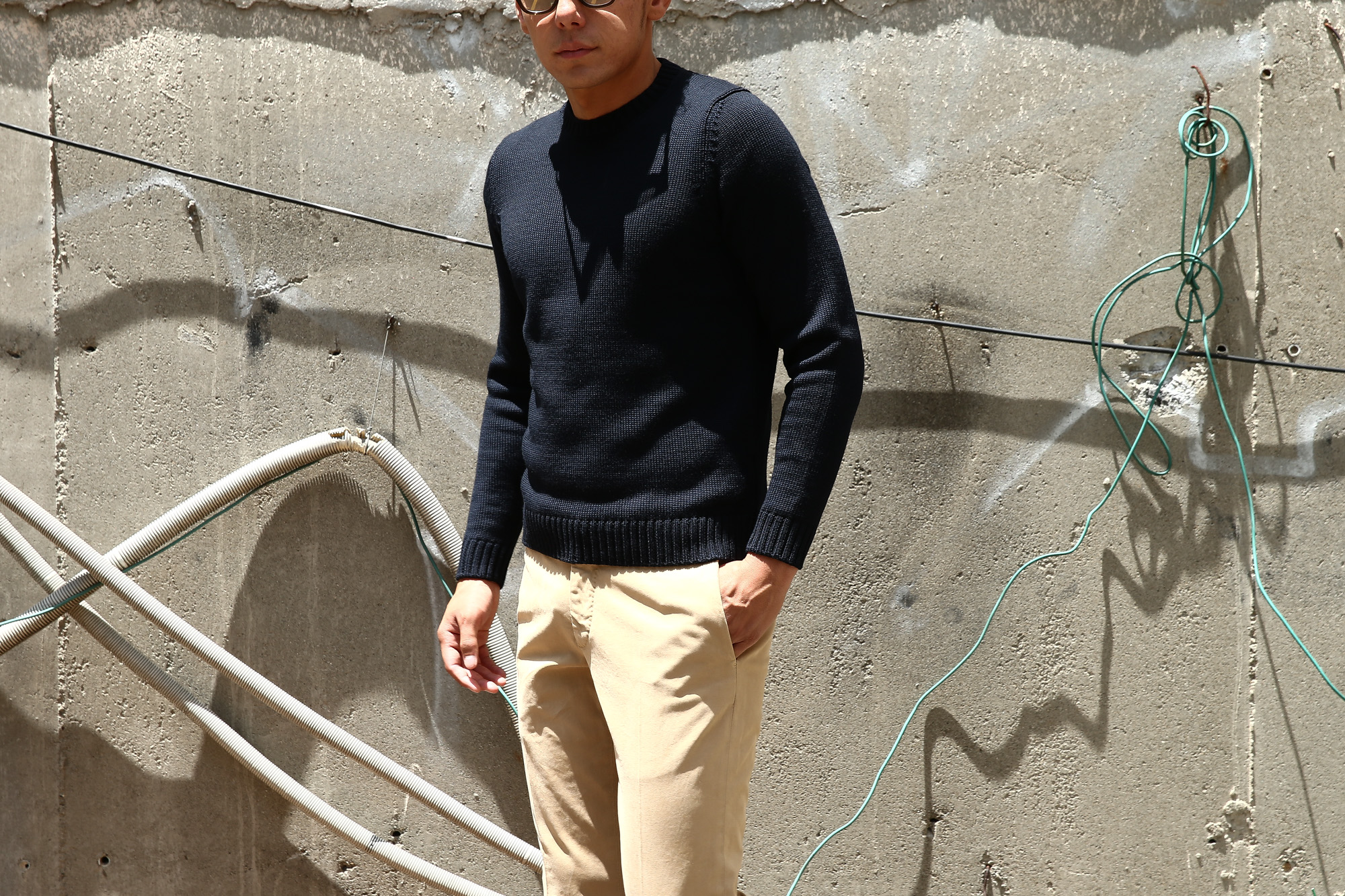 ZANONE (ザノーネ) Crew Neck Sweater (クルーネック セーター) VIRGIN WOOL 100% ミドルゲージ ウールニット セーター NAVY (ネイビー・Z1375) made in italy (イタリア製) 2018 秋冬新作 zanone 愛知 名古屋 Alto e Diritto アルト エ デリット alto e diritto アルトエデリット