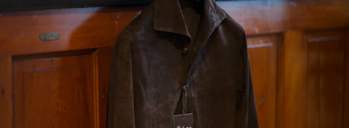 Alfredo Rifujio (アルフレード リフージオ) SS326 CAMOSCIO Summer Suede Leather Shirts サマースウェード レザーシャツ BROWN (ブラウン) made in italy (イタリア製) 2019 春夏 alfredorifujio アルフレードリフージオ 愛知 名古屋 ZODIAC ゾディアック alto e diritto アルトエデリット レザージャケット 素肌にレザー 42,44,46,48,50,52