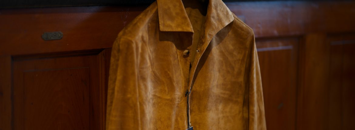 Alfredo Rifujio (アルフレード リフージオ) SS326 CAMOSCIO Summer Suede Leather Shirts サマースウェード レザーシャツ CAMEL (キャメル) made in italy (イタリア製) 2019 春夏 alfredorifujio アルフレードリフージオ 愛知 名古屋 ZODIAC ゾディアック alto e diritto アルトエデリット レザージャケット 素肌にレザー 42,44,46,48,50,52