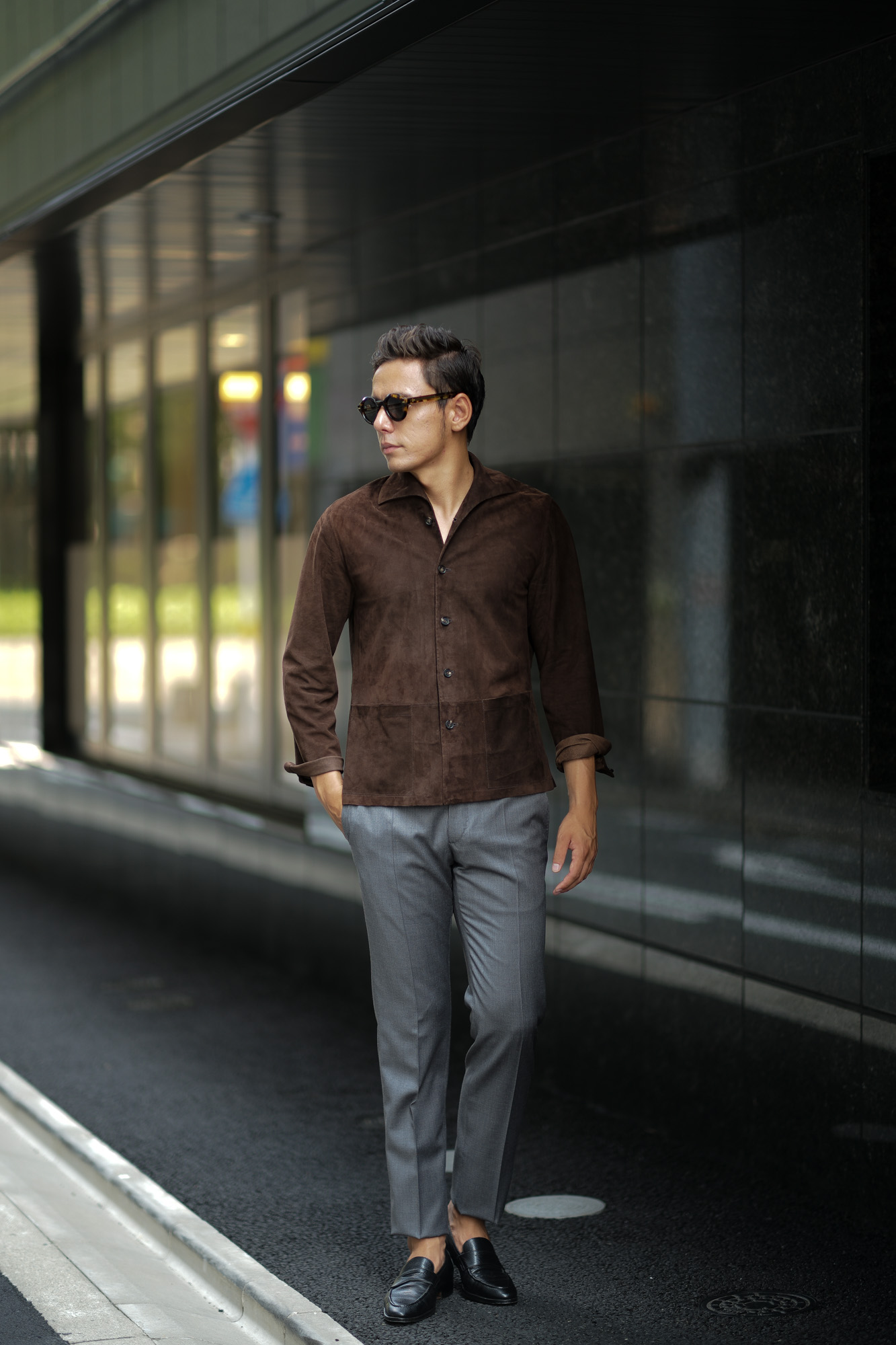 Alfredo Rifugio (アルフレード リフージオ) SS326 CAMOSCIO Summer Suede Leather Shirts サマースウェード レザーシャツ BROWN (ブラウン) made in italy (イタリア製) 2019 春夏 alfredorifujio アルフレードリフージオ 愛知 名古屋 Alto e Diritto アルト エ デリット alto e diritto アルトエデリット レザージャケット 素肌にレザー 42,44,46,48,50,52