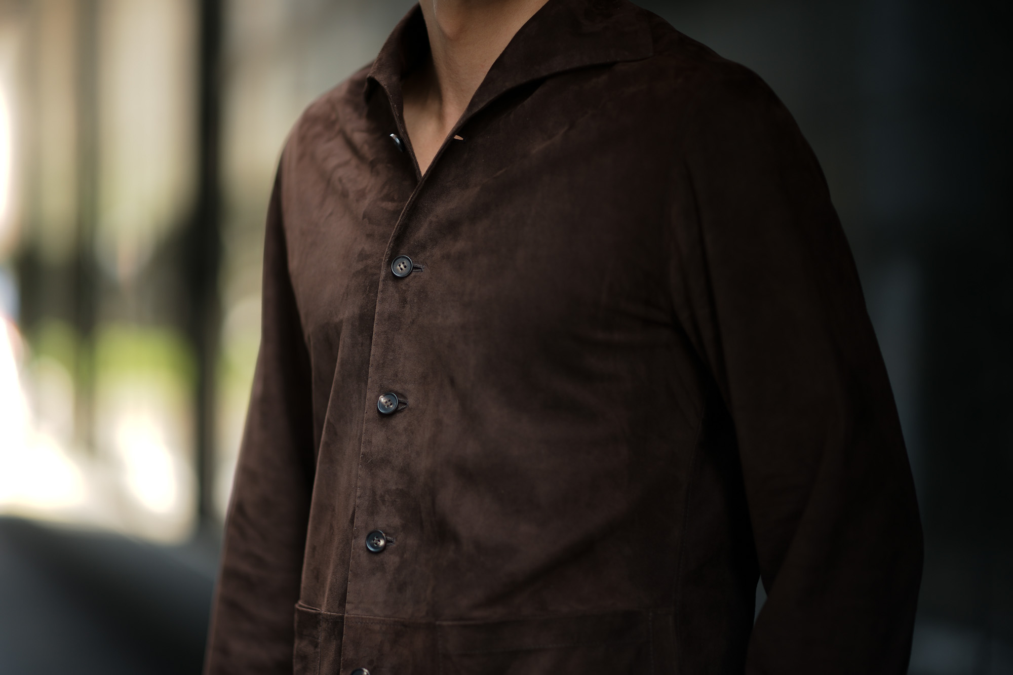 Alfredo Rifugio (アルフレード リフージオ) SS326 CAMOSCIO Summer Suede Leather Shirts サマースウェード レザーシャツ BROWN (ブラウン) made in italy (イタリア製) 2019 春夏 alfredorifujio アルフレードリフージオ 愛知 名古屋 Alto e Diritto アルト エ デリット alto e diritto アルトエデリット レザージャケット 素肌にレザー 42,44,46,48,50,52