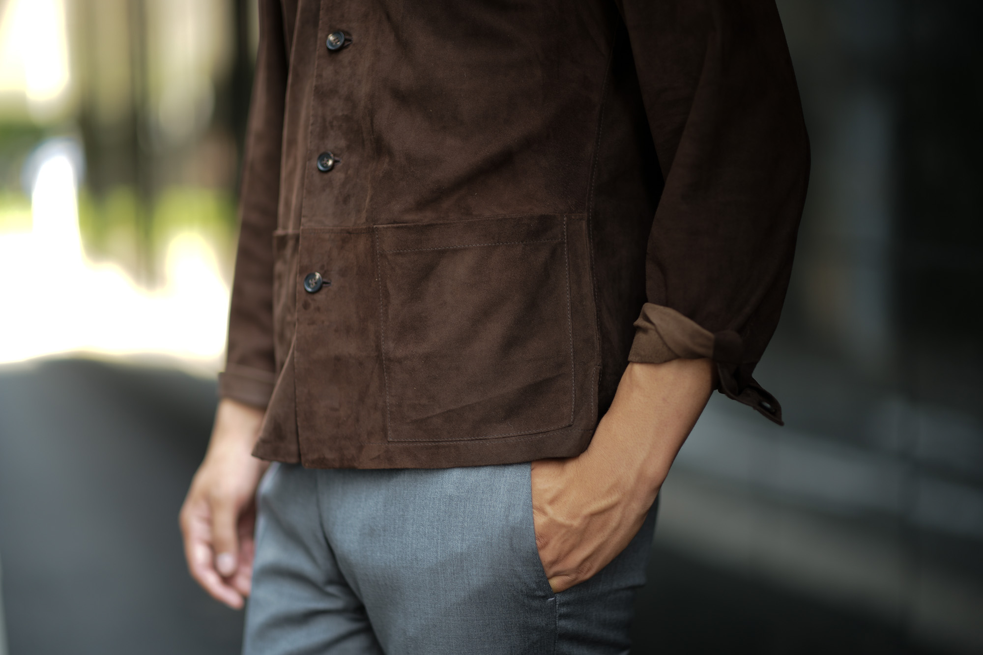 Alfredo Rifugio (アルフレード リフージオ) SS326 CAMOSCIO Summer Suede Leather Shirts サマースウェード レザーシャツ BROWN (ブラウン) made in italy (イタリア製) 2019 春夏 alfredorifujio アルフレードリフージオ 愛知 名古屋 Alto e Diritto アルト エ デリット alto e diritto アルトエデリット レザージャケット 素肌にレザー 42,44,46,48,50,52